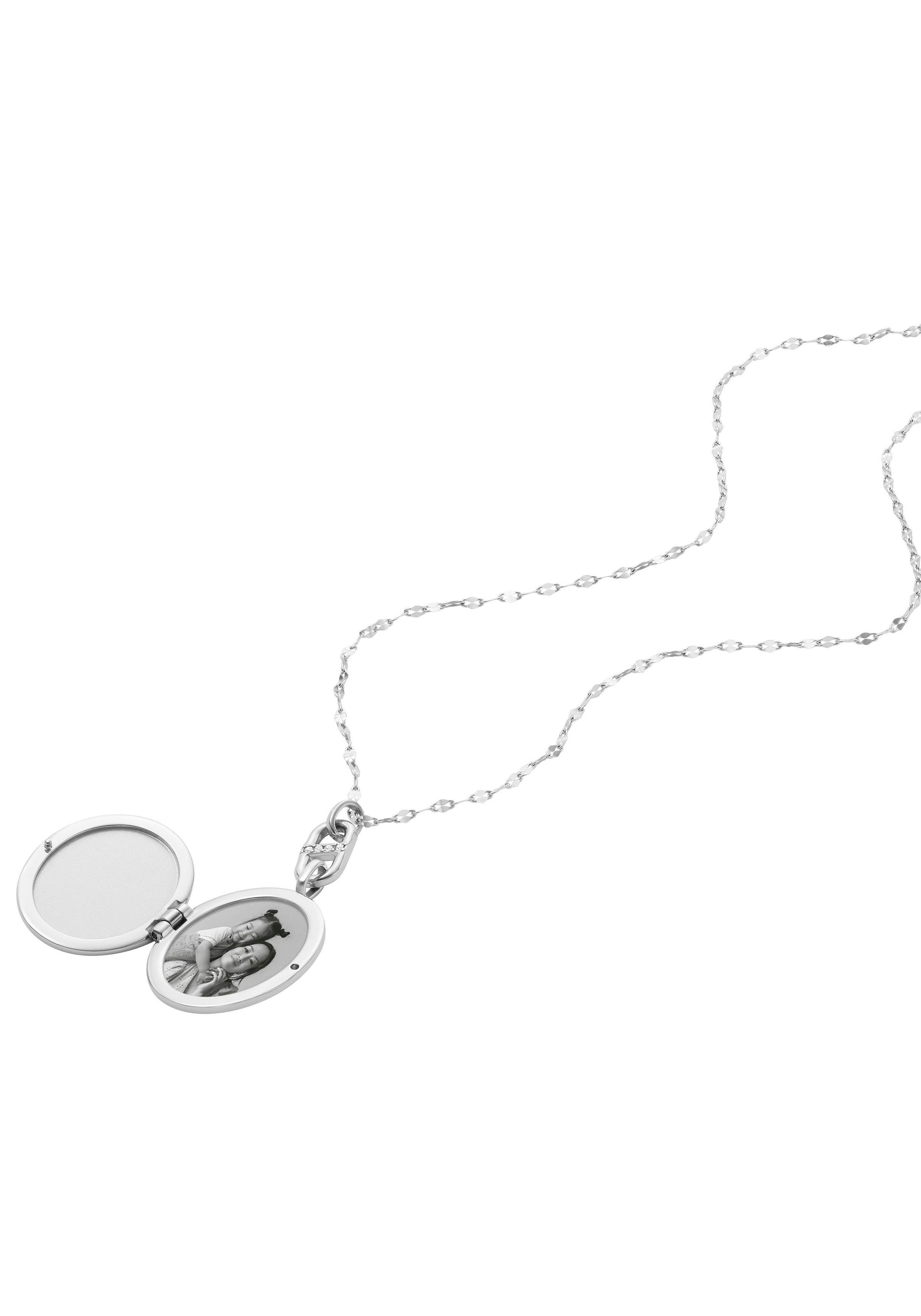 Fossil Kette mit Anhänger Schmuck Geschenk Edelstahl Halskette JEWELRY, mit Glasstein