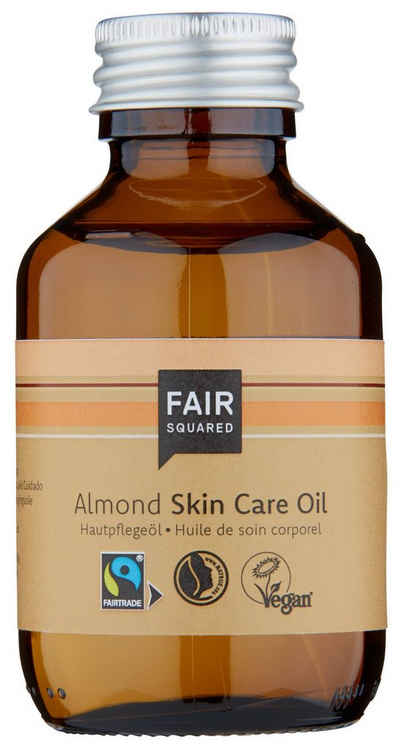 Fair Squared Körperöl »FAIR SQUARED Körperöl mit fair gehandeltem Mandelöl - Zero Waste - 100 ml« Flasche, 1-tlg., Für trockene & strapazierte Haut