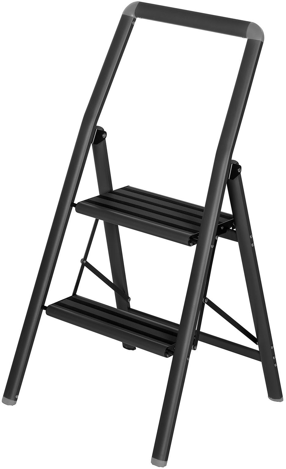 WENKO Trittleiter Modell Alu-Compact, Klapptritt (1-St), leichte, mit Anti-Rutsch-Füßen zusammenklappbare Leiter