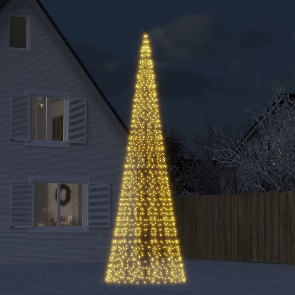 vidaXL Dekolicht 500 cm LED-Weihnachtsbaum für Fahnenmast 1534 LEDs Warmweiß 500 cm Auß