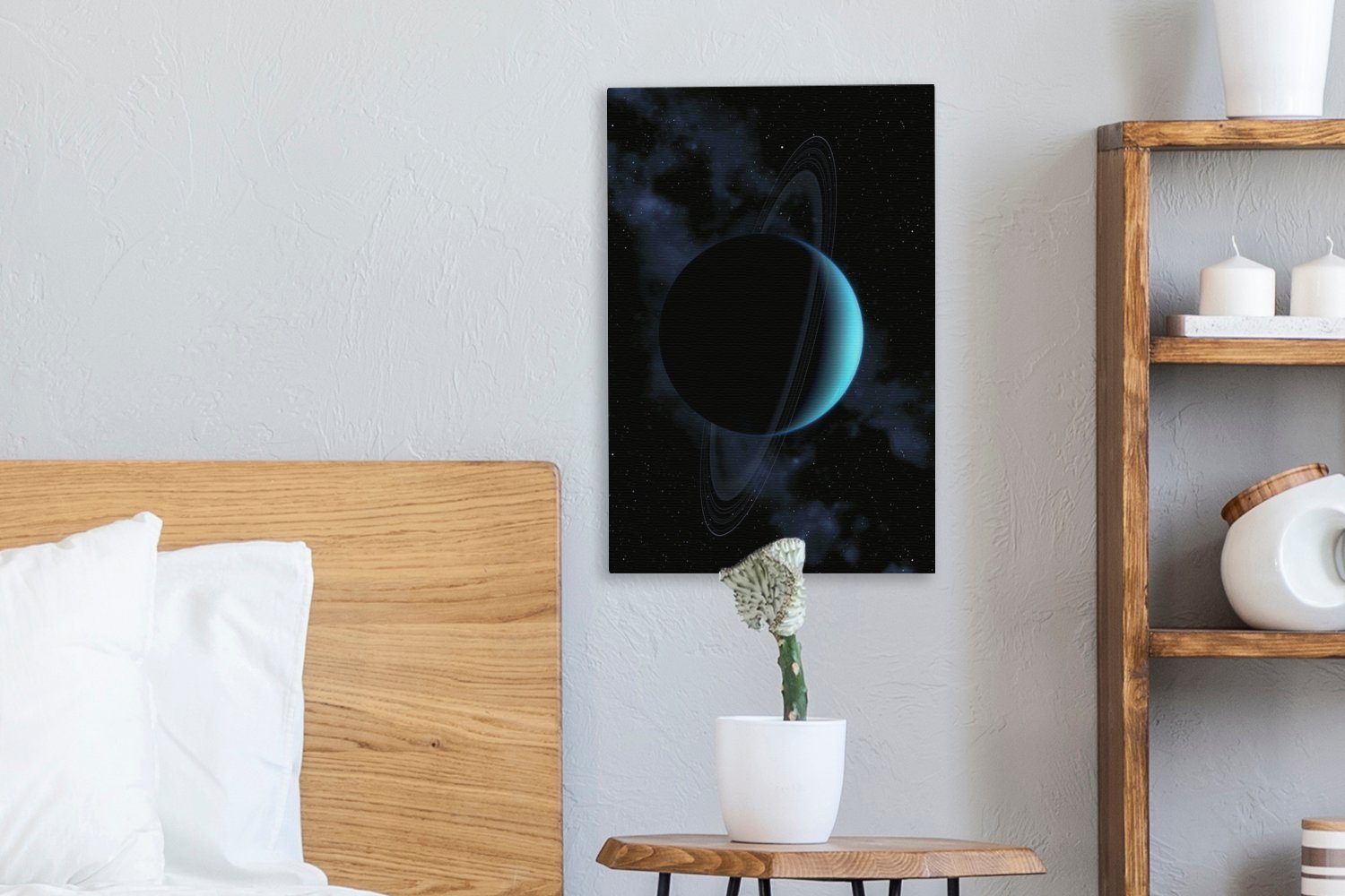 St), 20x30 cm bespannt Zackenaufhänger, (1 Uranus, Leinwandbild Gemälde, OneMillionCanvasses® Leinwandbild fertig inkl.