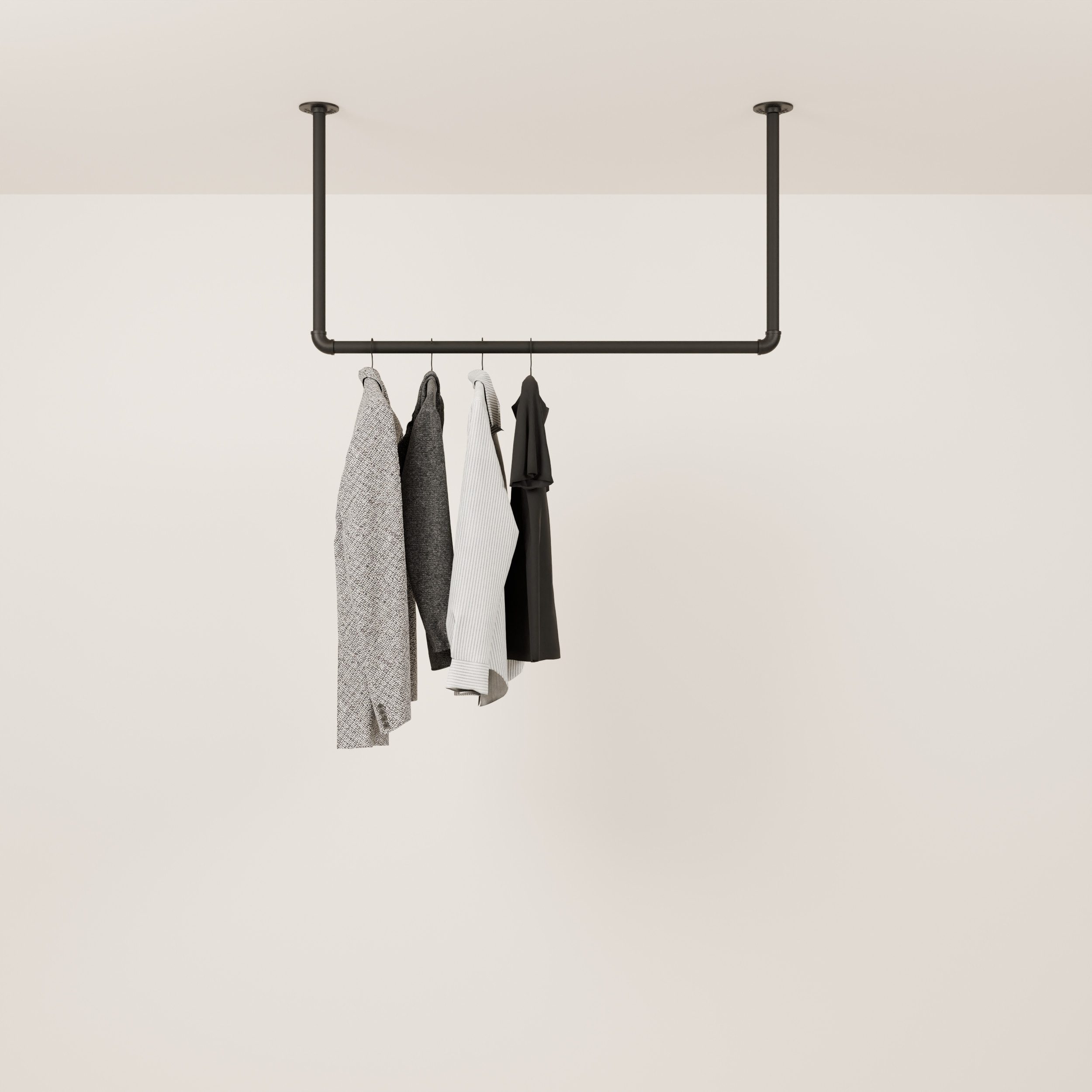 pamo. design Garderobenstange Kleiderstange HANG für Jacken, Mäntel & Kleidung, (Set, 1), schwarze Garderobe für den Eingangsbereich mit niedrigen Decken
