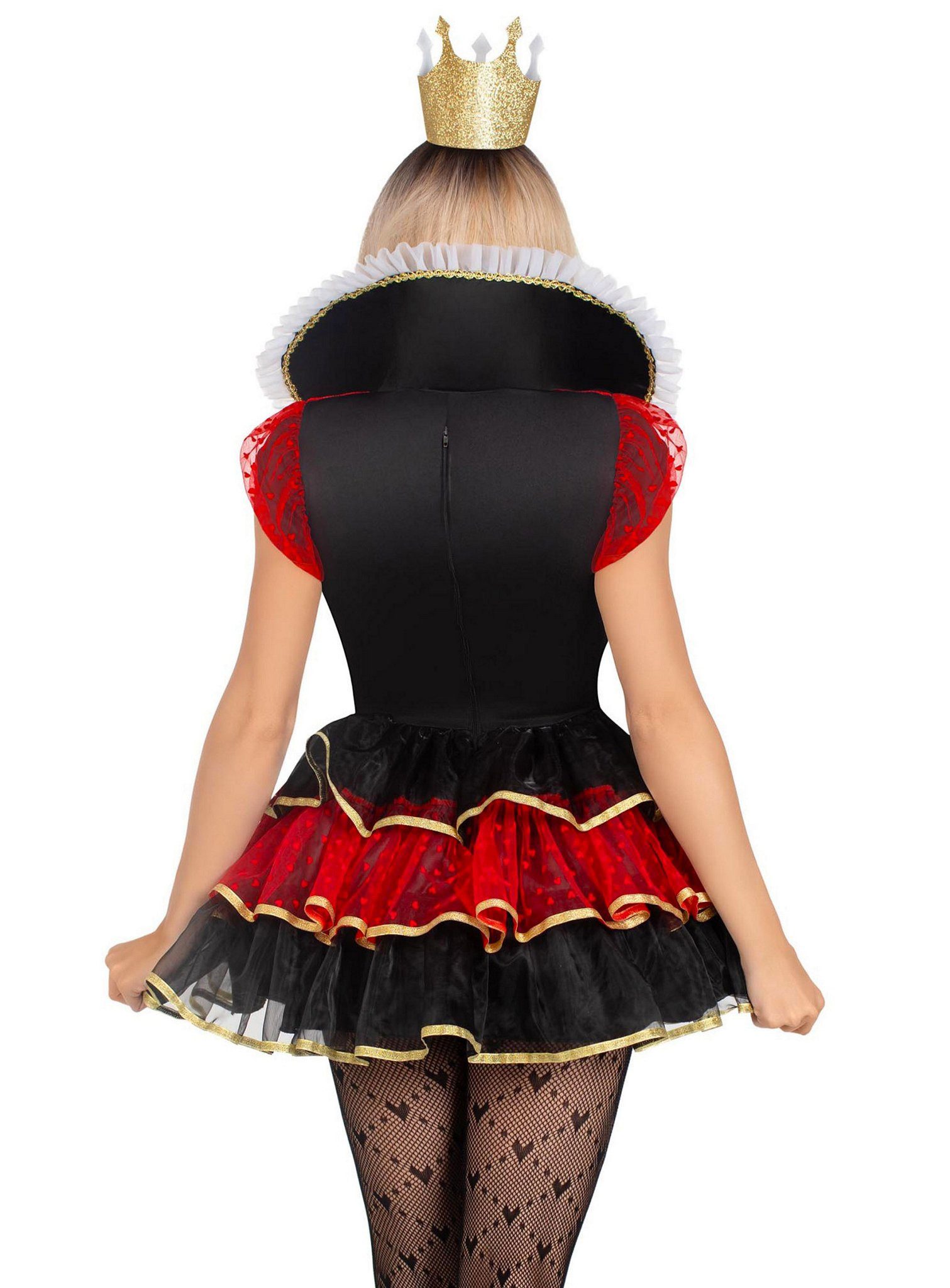 Leg Avenue Prinzessin-Kostüm Herzkönigin Kleid - Halloween Kostüm Damen, Körperbetont geschnittenes Kostüm der Königin aus dem Wunderland