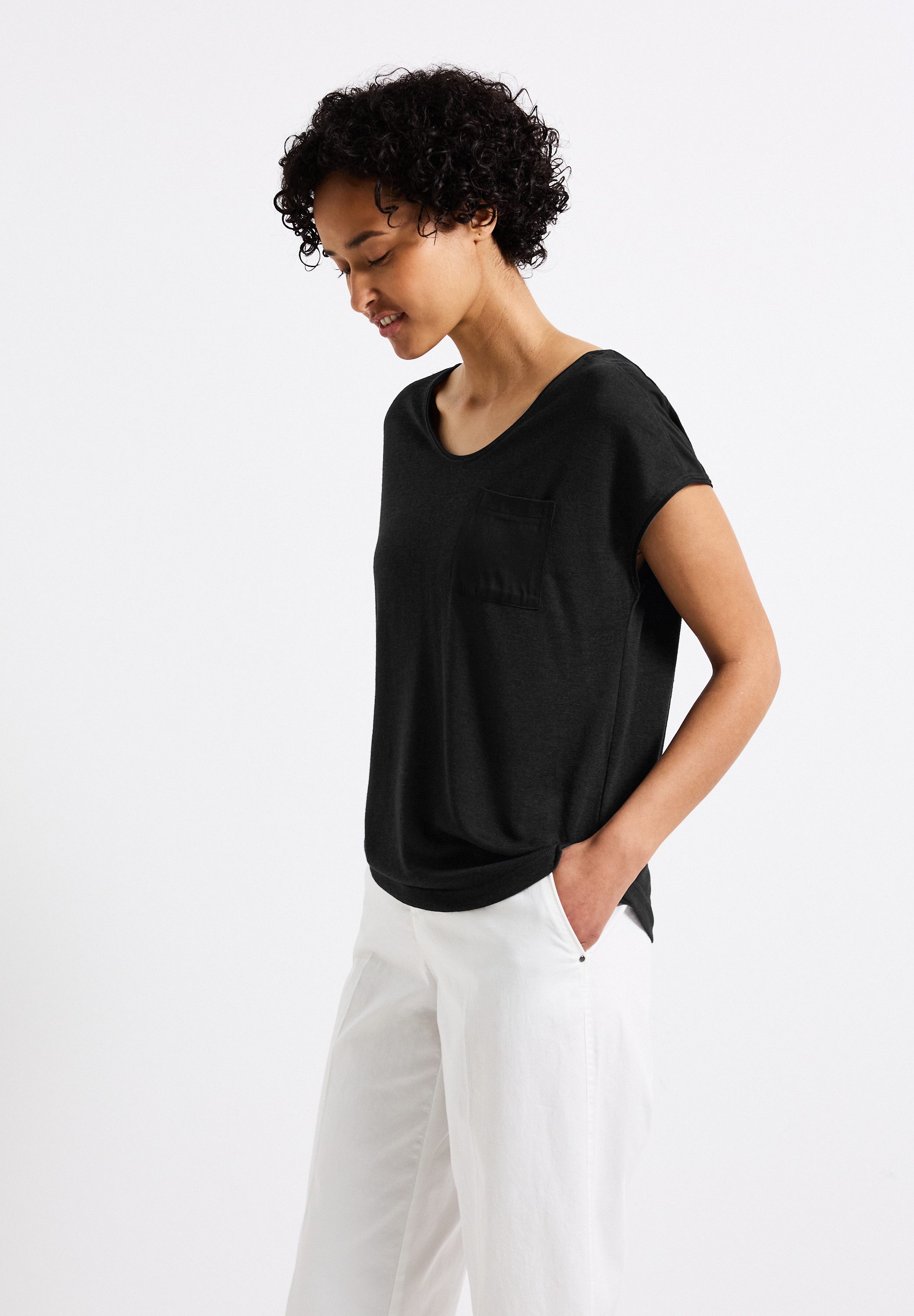 STREET ONE T-Shirt im Leinen-Look und günstig online kaufen