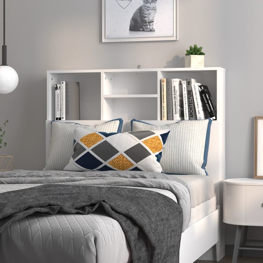 vidaXL Kopfteil, Bett-Kopfteil mit Ablagen Weiß 100x19x103,5 cm