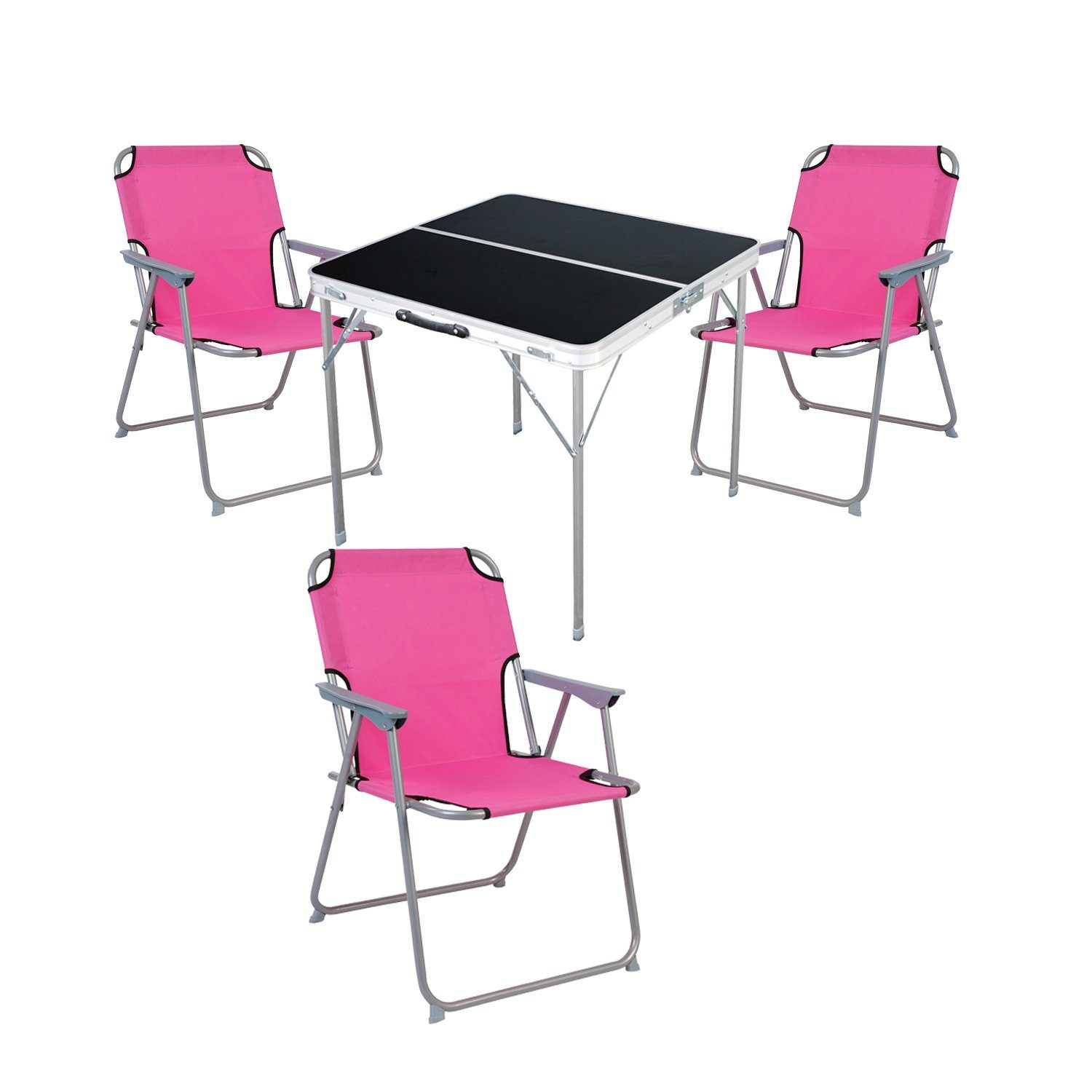 Alu 4-teiliges Essgruppe L80xB80xH70cm Mojawo Pink Set Campingmöbel