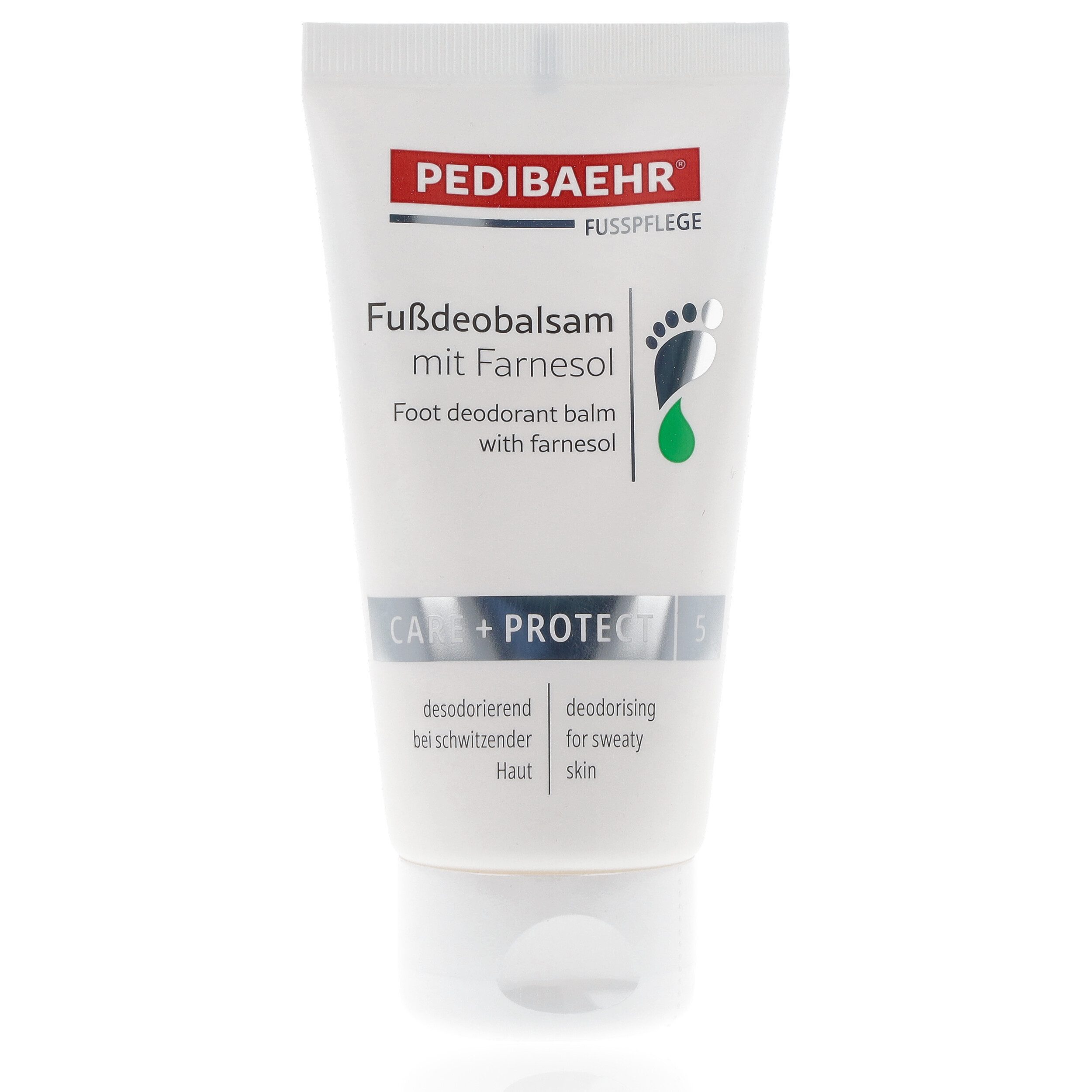 Pedibaehr Fußcreme Pedibaehr Fußdeobalsam mit Farnesol 75ml mit Allantoin & Panthenol, 1-tlg., reduziert zuverlässig übermäßigen Fußschweiß & Fußgeruch