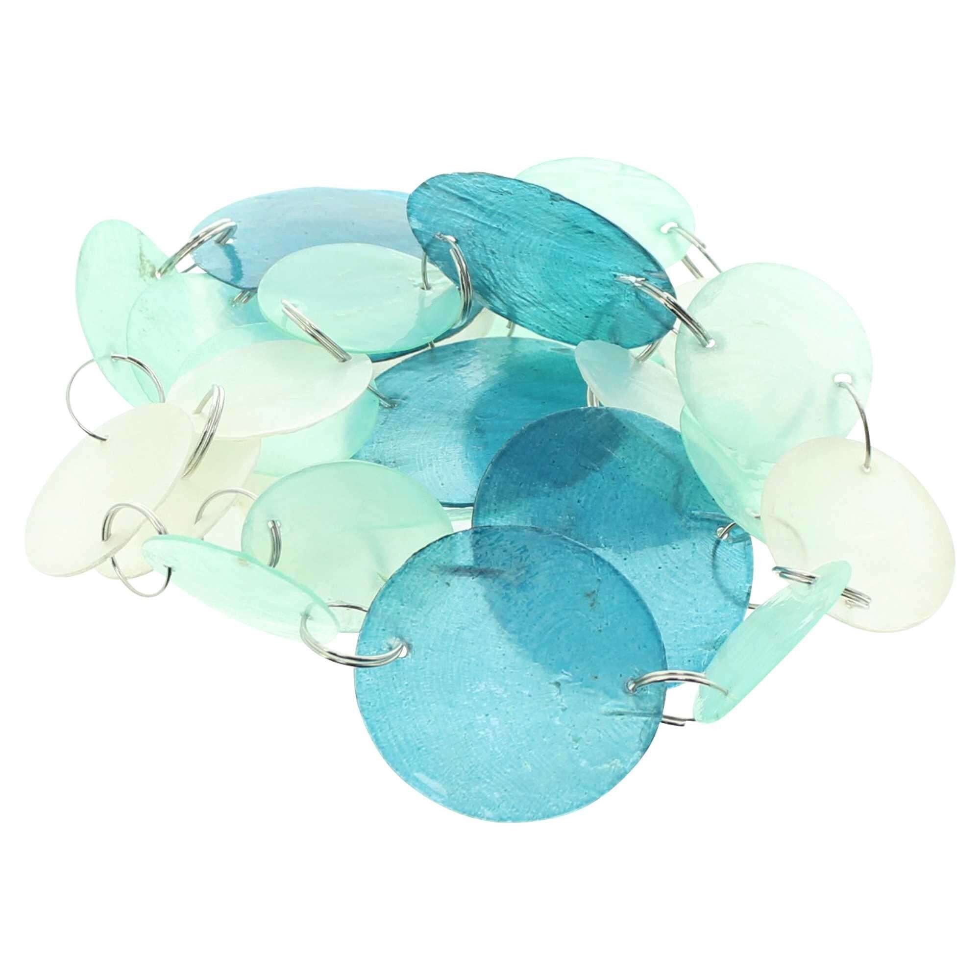 Kunstgirlande "Capiz" Muschelgirlande maritim, Girlande blau, 110 cm, Muschelkette, Dekoleidenschaft, Perlmutt Hängedeko, Muschel Wanddeko, Fensterdeko