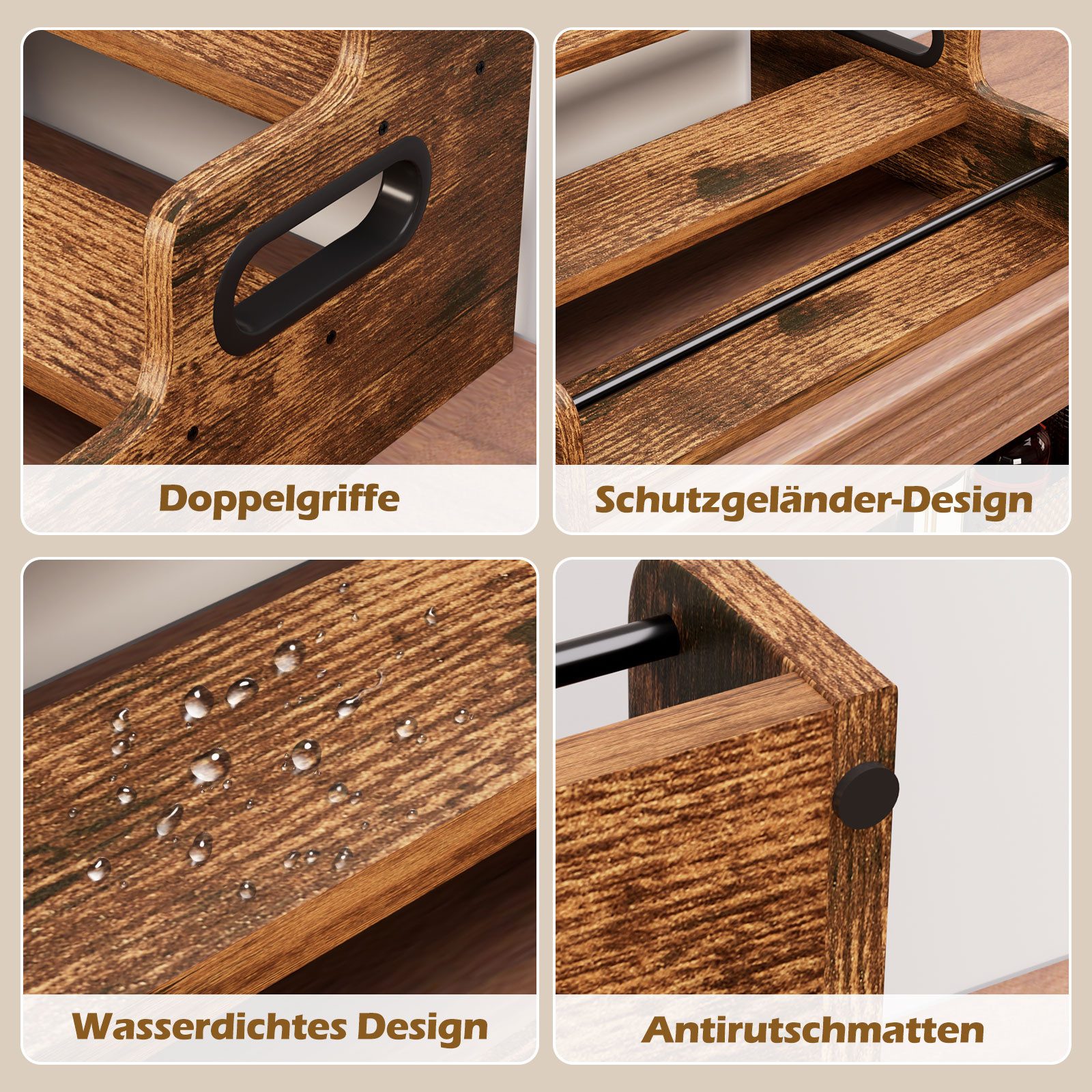 Yorbay Weinregal für Arbeitsplatte,Weinständer aus Holz,Dreistöckiger Bar-Regal, Weinflaschenhalter für Küche, Wohnzimmer und Home-Bar – Bild 5 von 5