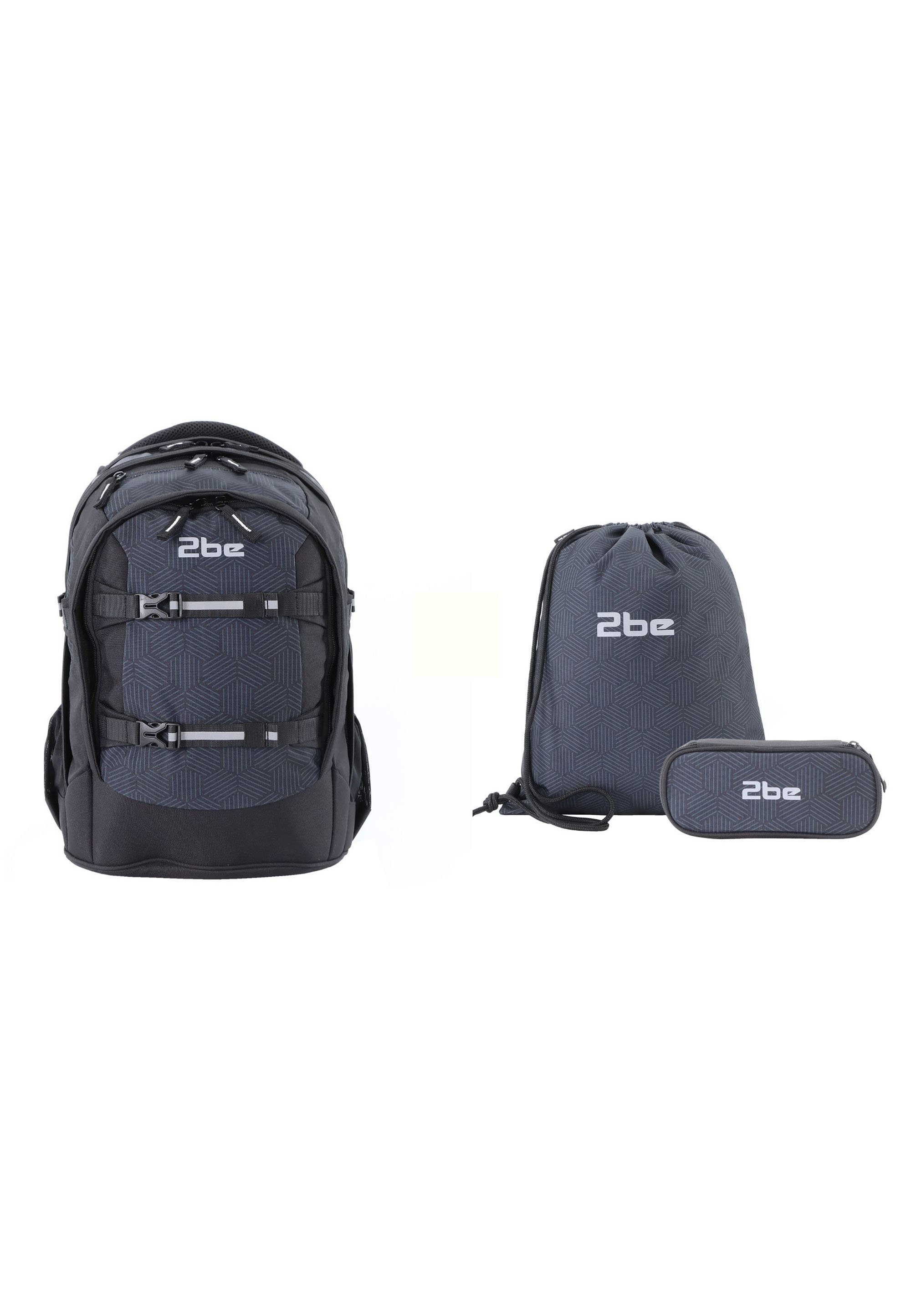 2be Black und Grey, Turnbeutel Federmäppchen mit Schulrucksack