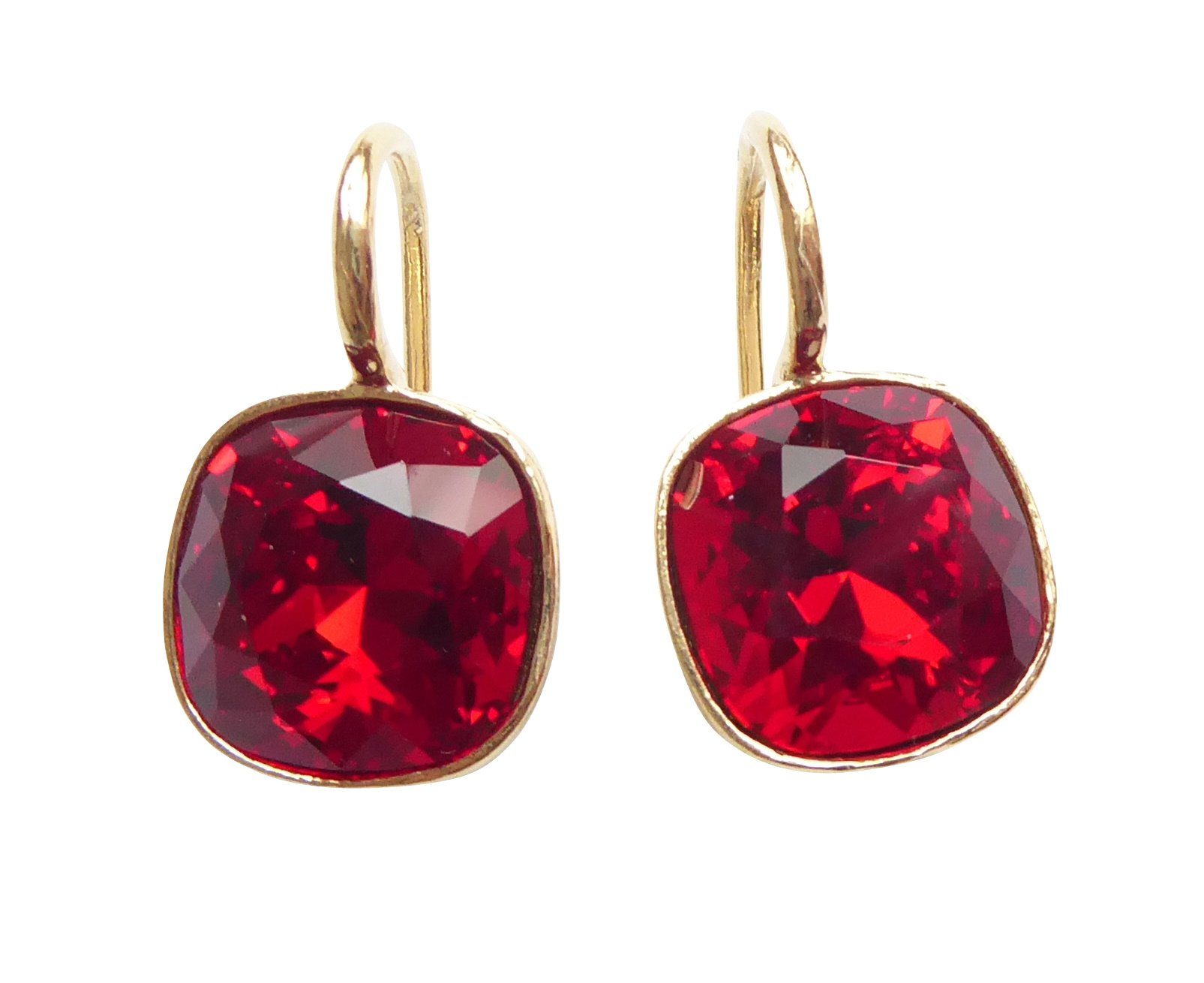 Paar Ohrhänger Rita rot gold-platt. stilvoll elegant Weihnachten