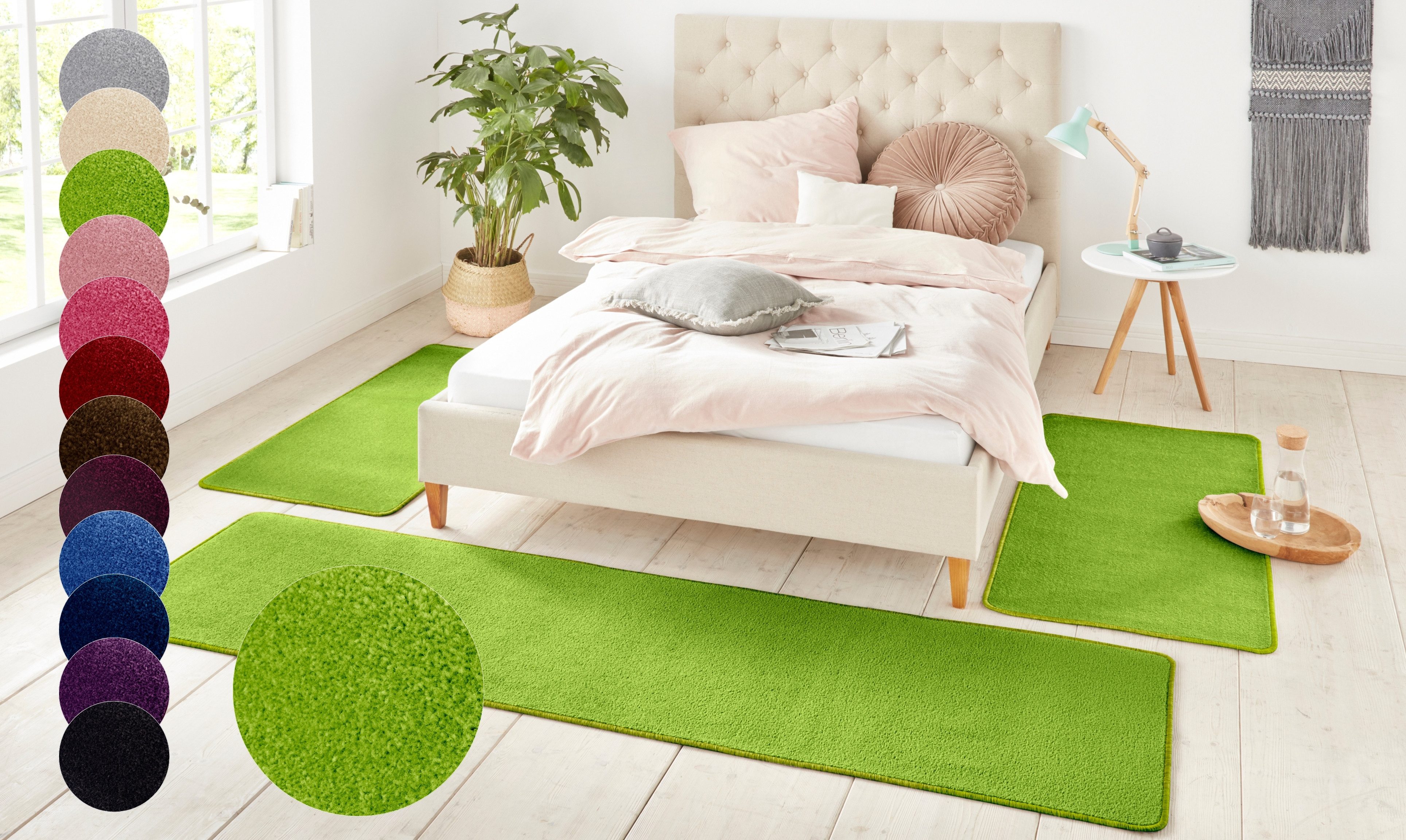 HANSE Home Bettumrandung Shashi, Höhe 8 mm, (3-tlg), Kurzflor, Unifarben, T günstig online kaufen