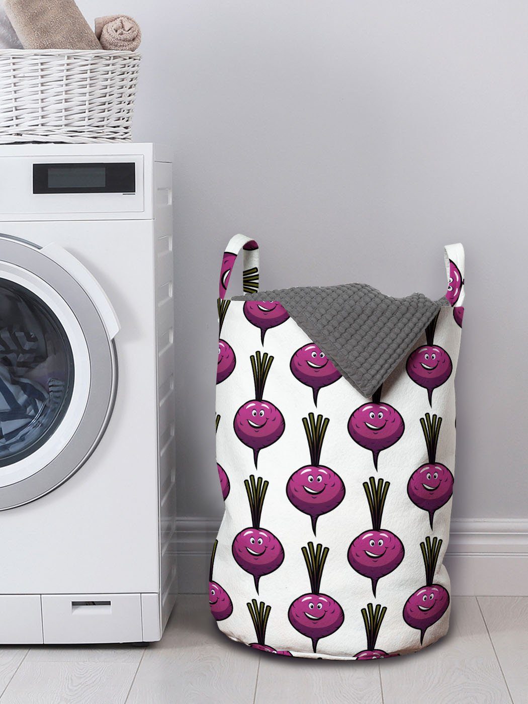 Abakuhaus Wäschesäckchen Wäschekorb mit Griffen Menschliches Natur-Kunst für Beet wie Kordelzugverschluss lila Waschsalons