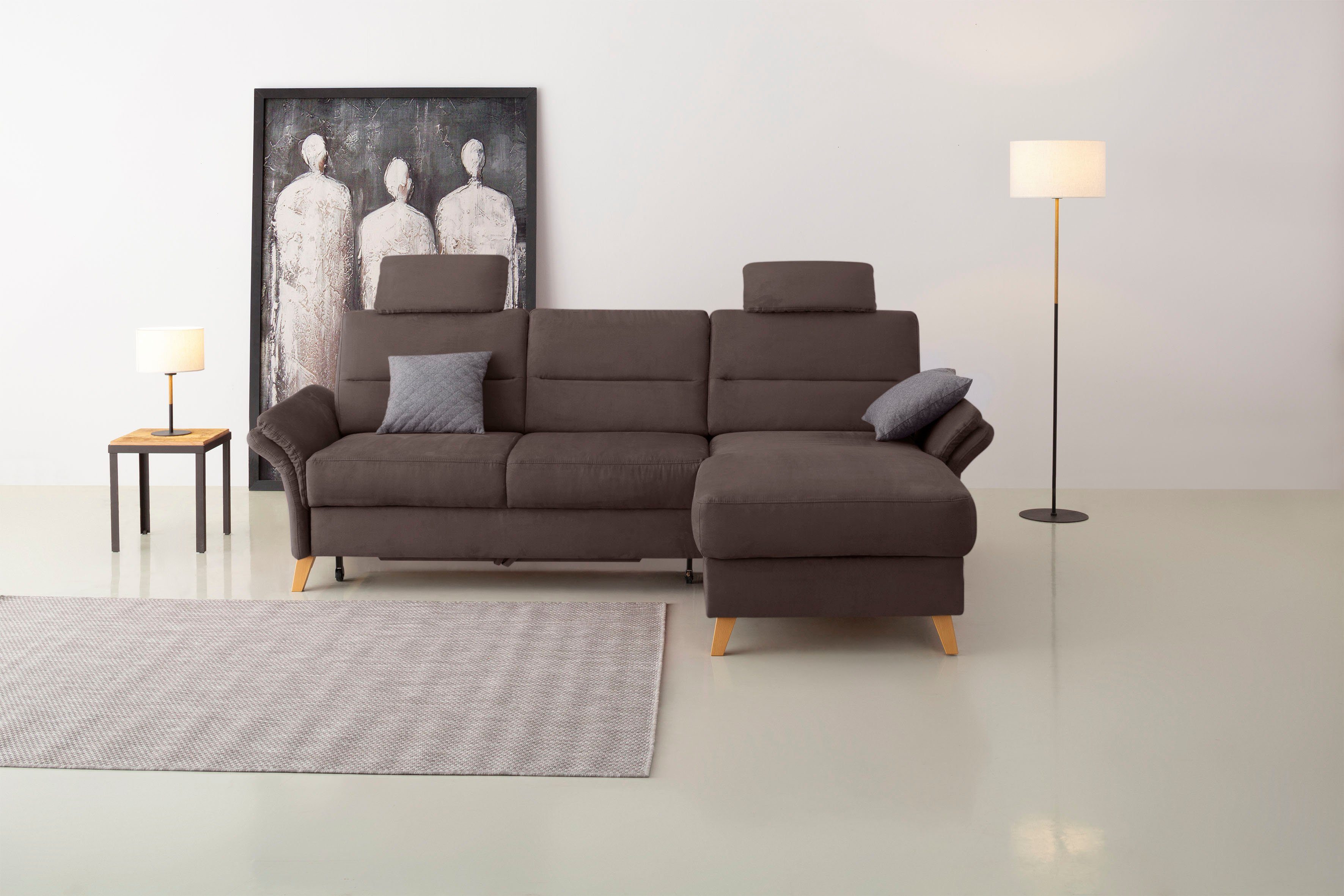 Ecksofa Home mit Bettfunktion, Federkern-Polsterung, wahlweise Westerland, Bettkasten affaire