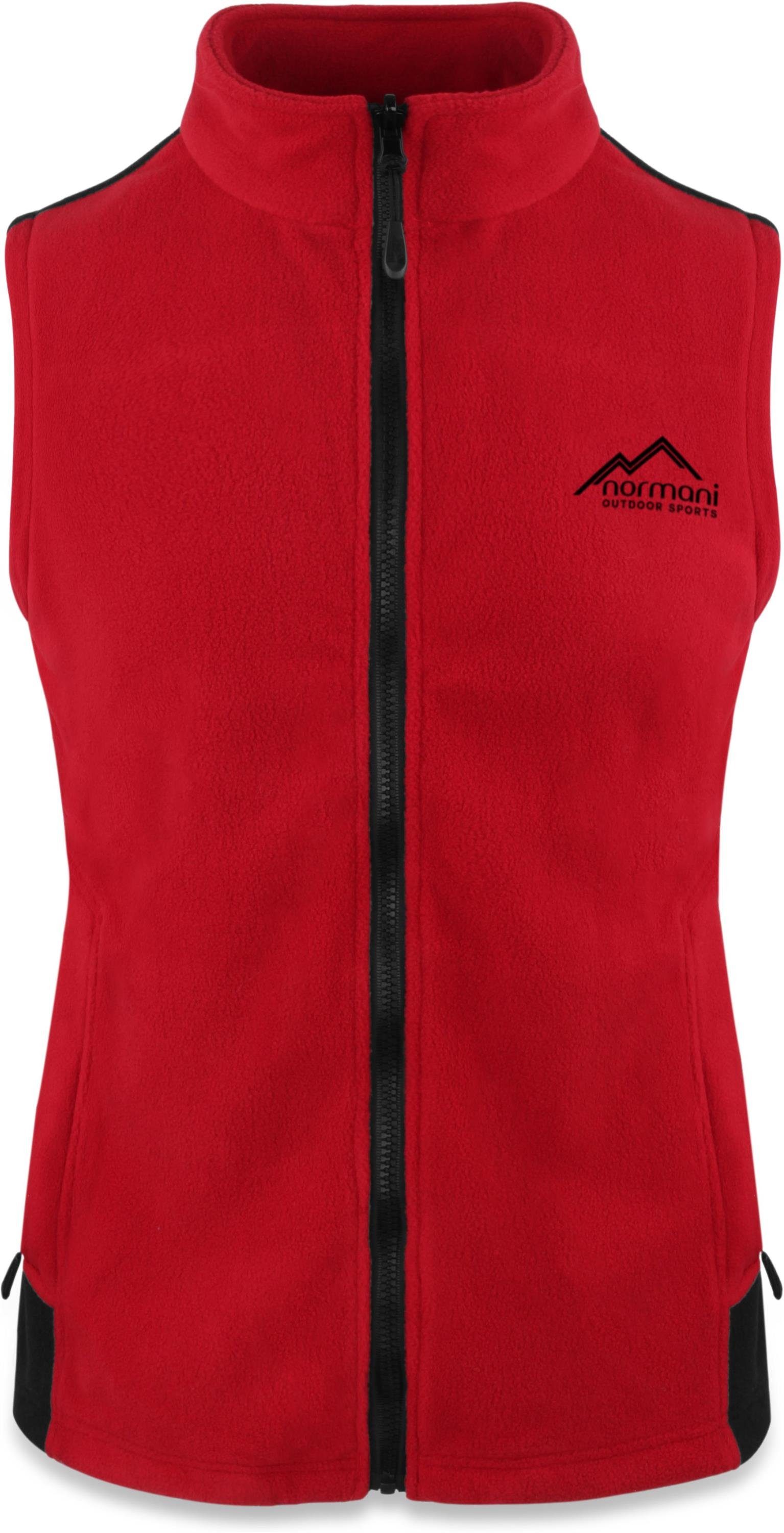 normani Fleeceweste Jacke Reißverschlusstaschen mit 280 Ärmellose Fleeceweste Übergangsweste Damen Stehkragen, - Rot und g/m² Barrie