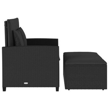 vidaXL Gartenbank Gartensofa mit Kissen 2-Sitzer Schwarz Polyrattan