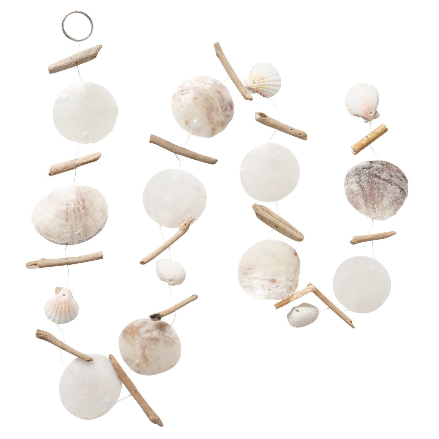 Kunstgirlande Capiz Girlande „Pervin“ – Maritime Deko aus Muscheln & Treibholz 180cm, BOLTZE, Höhe 10 cm