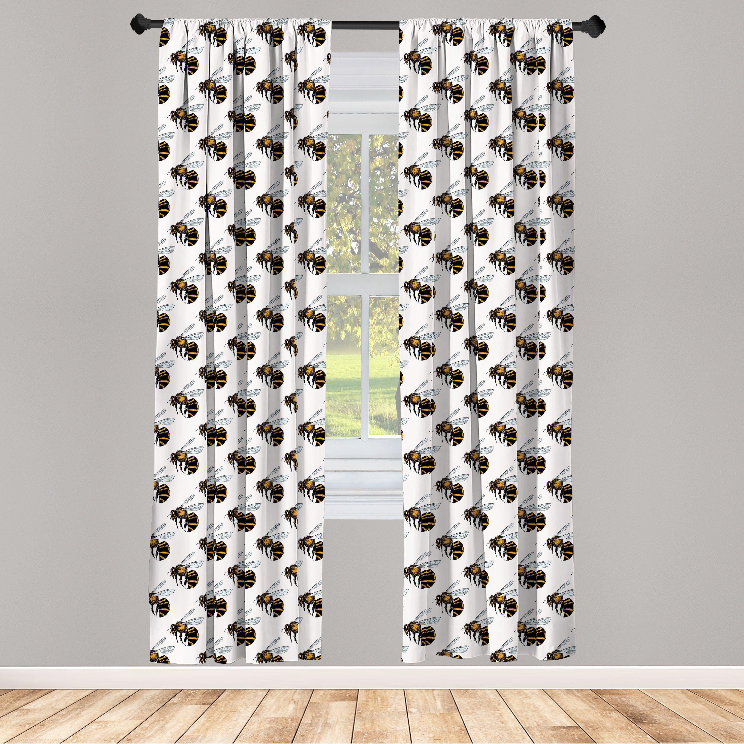 Gardine Vorhang für Wohnzimmer Schlafzimmer Dekor, Abakuhaus, Microfaser, Entomologie Detaillierte Buzzing Bee