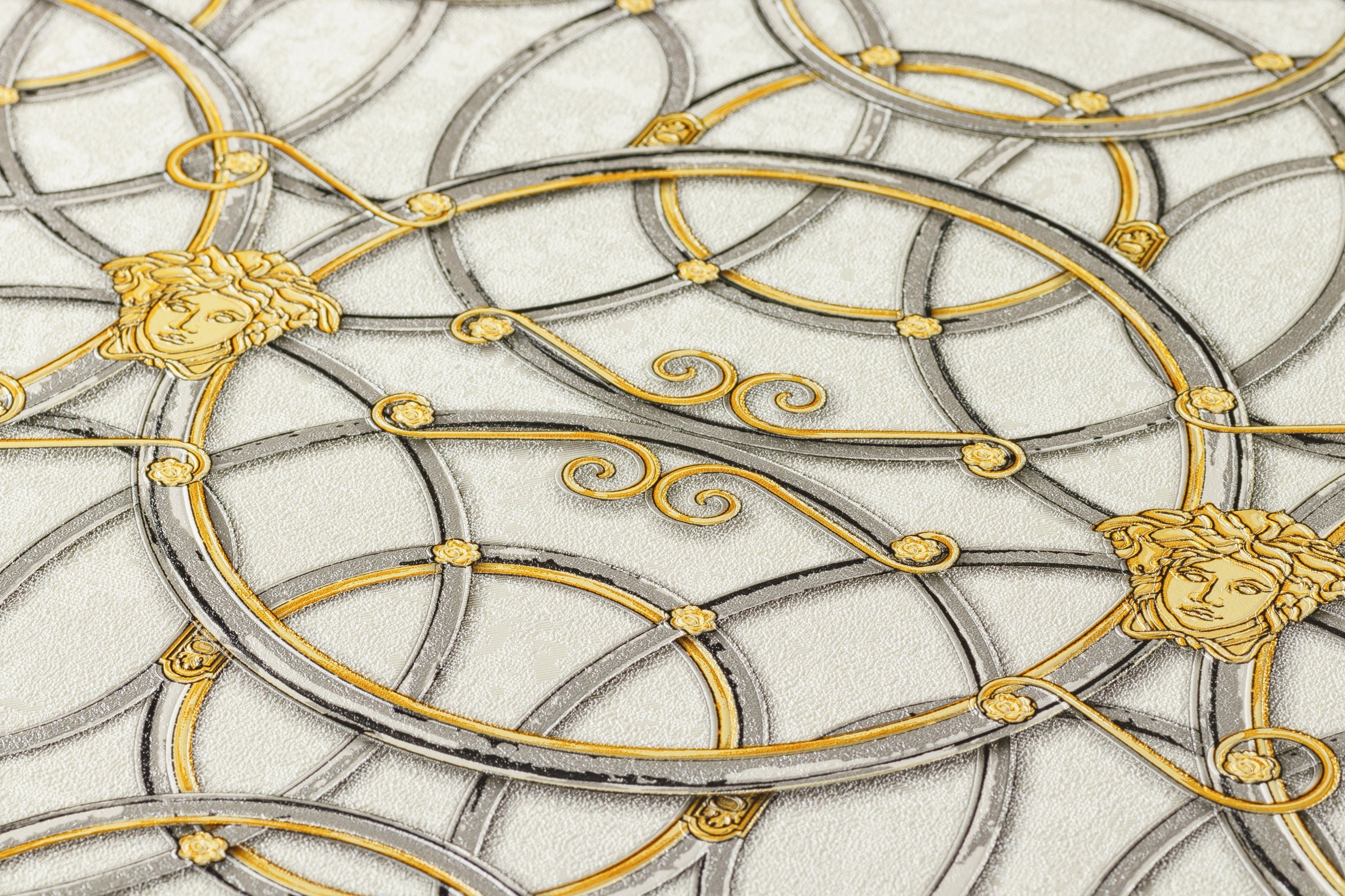 Versace Vliestapete Versace wallpaper Versace 4, Barock Tapete, gold, silber 370492