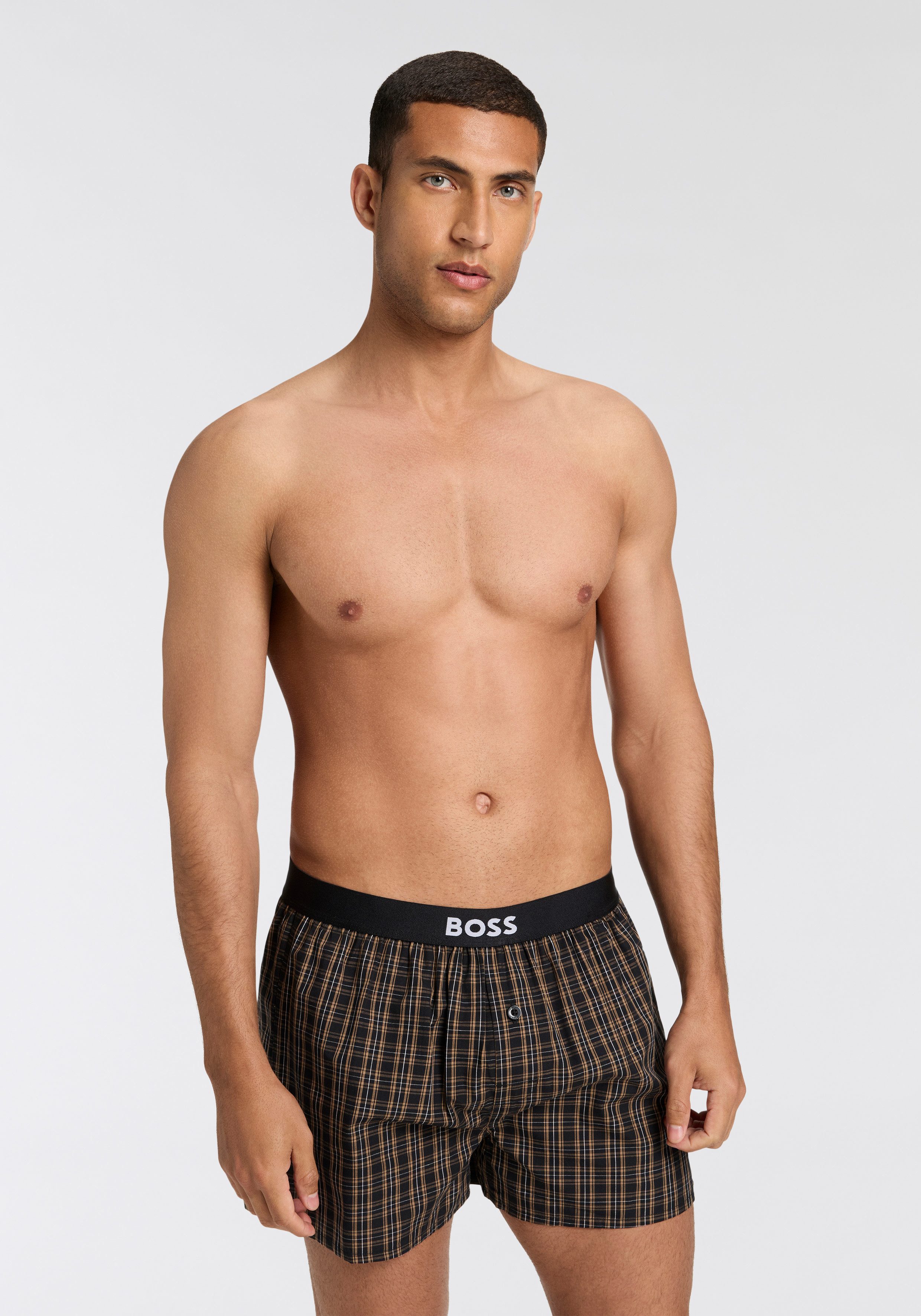 BOSS Pyjamashorts 2P Boxer Shorts EW (Packung, 2-tlg., 2er) mit Logobund