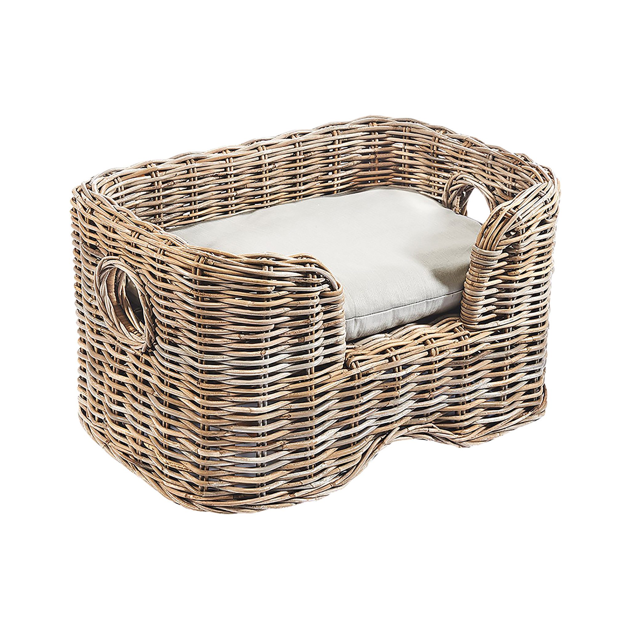 Tierkorb Tierbett - aus Rattan in kubu grey - mit Kissen