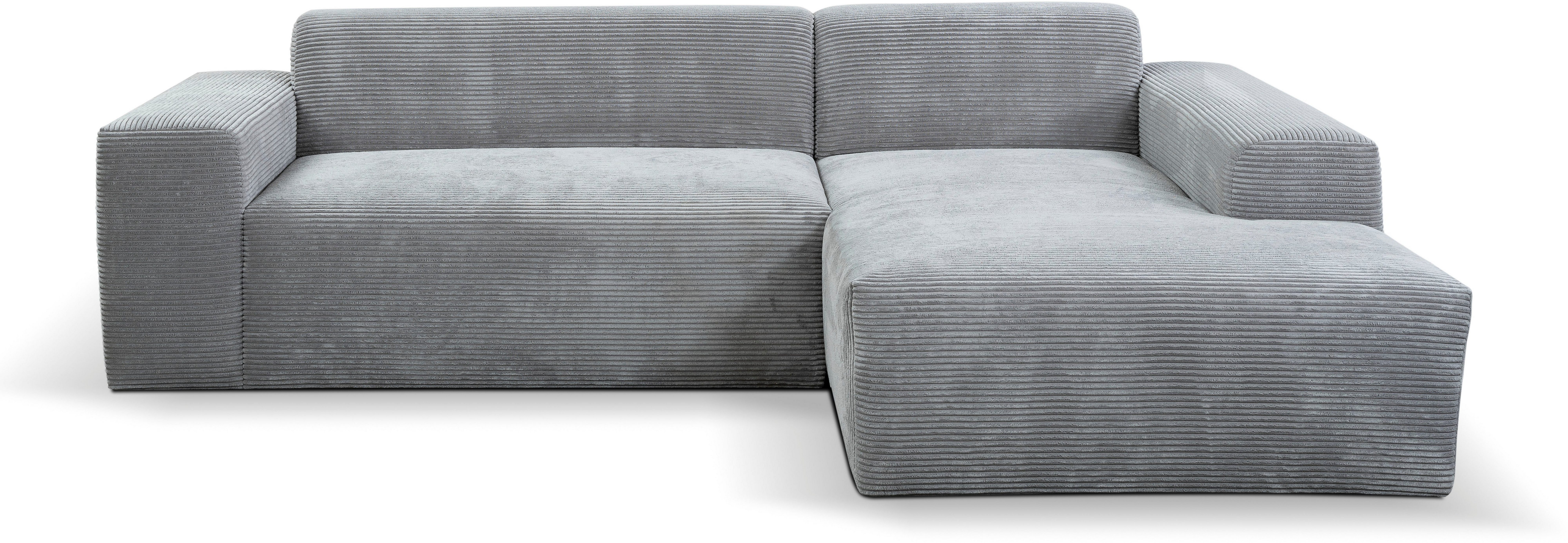 WERK2 Ecksofa Zeus, urbaner Ecksofa Cord in Optik Curvy weichem Trend mit