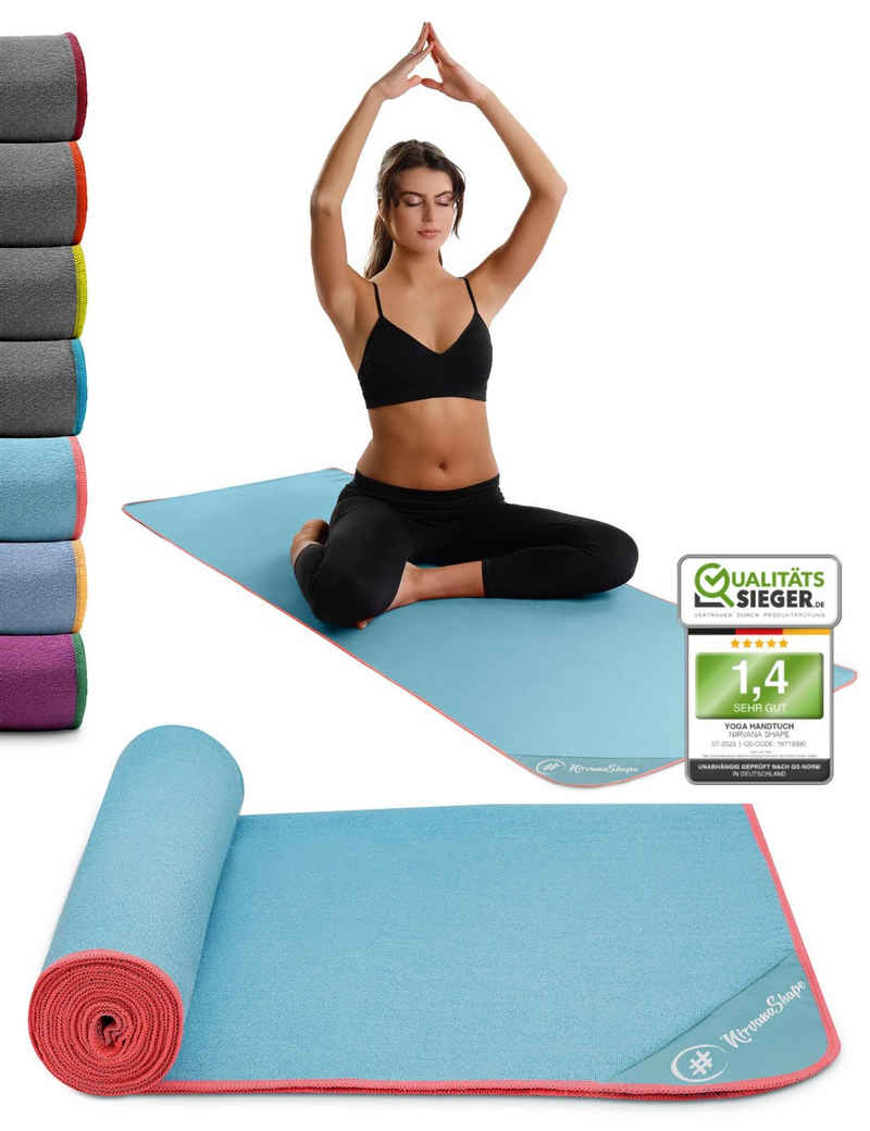 NirvanaShape Sporthandtuch Yoga Handtuch mit Antirutsch-Noppen, Yogatuch-Auflage für Yogamatte, Microfaser, +Yoga Einführungs eBook, Yogatuch-Auflage Saugstark, Hygienisch