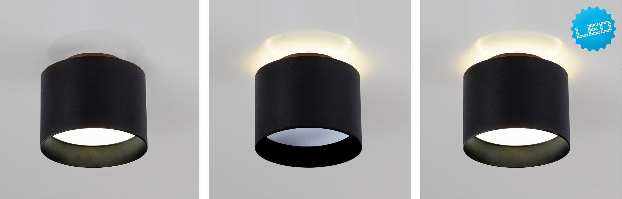 näve LED Deckenspot Trios, getrennt schaltbar, mehrere Helligkeitsstufen, LED fest integriert, Neutralweiß, Warmweiß, Strahler: unten/oben/unten+oben, schwarz