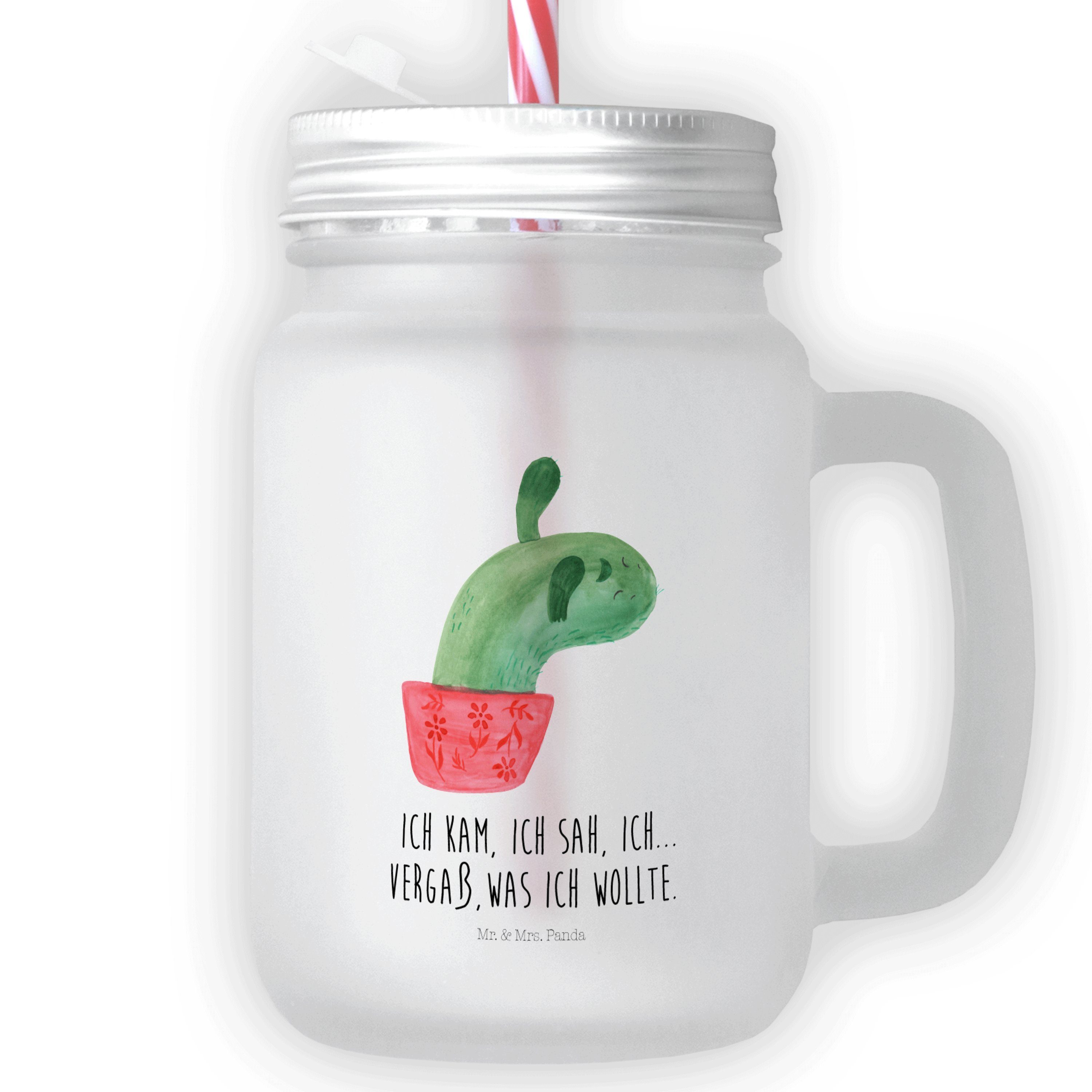 Mr. & Mrs. Panda Glas Kaktus Mamamia - Transparent - Geschenk, Einmachglas, Mason Jar Trink, Premium Glas