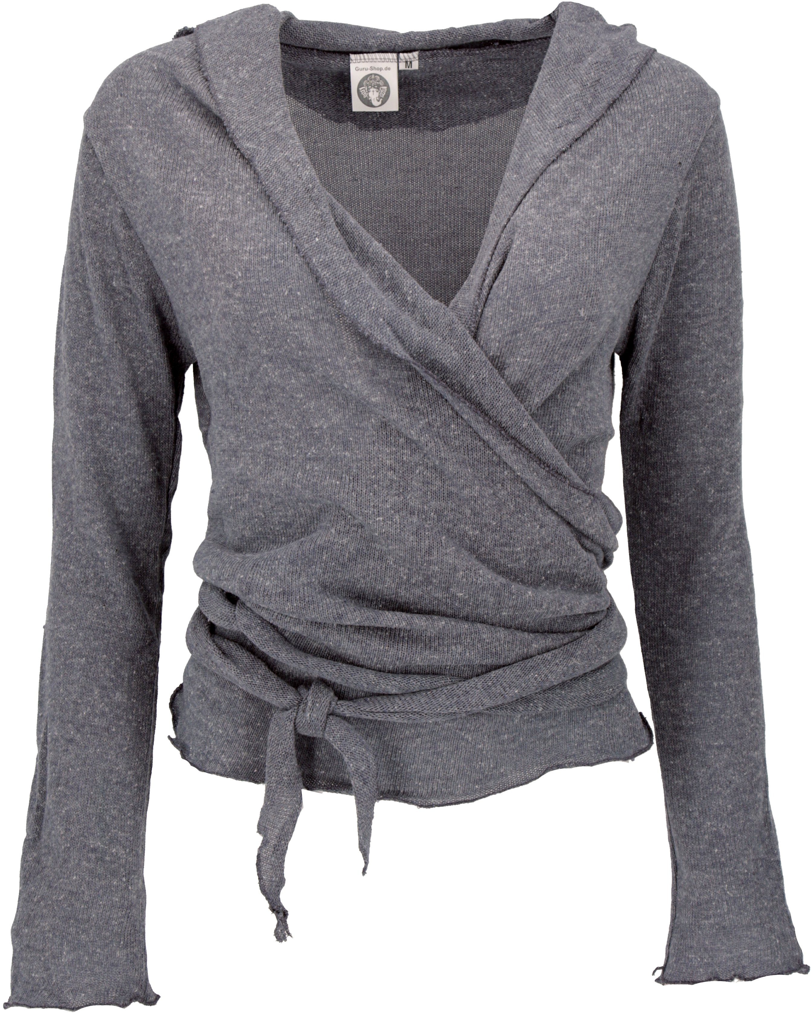 Guru-Shop Longsleeve Wickelshirt, Baumwollstrick Pullover,.. Ethno Style, alternative Bekleidung