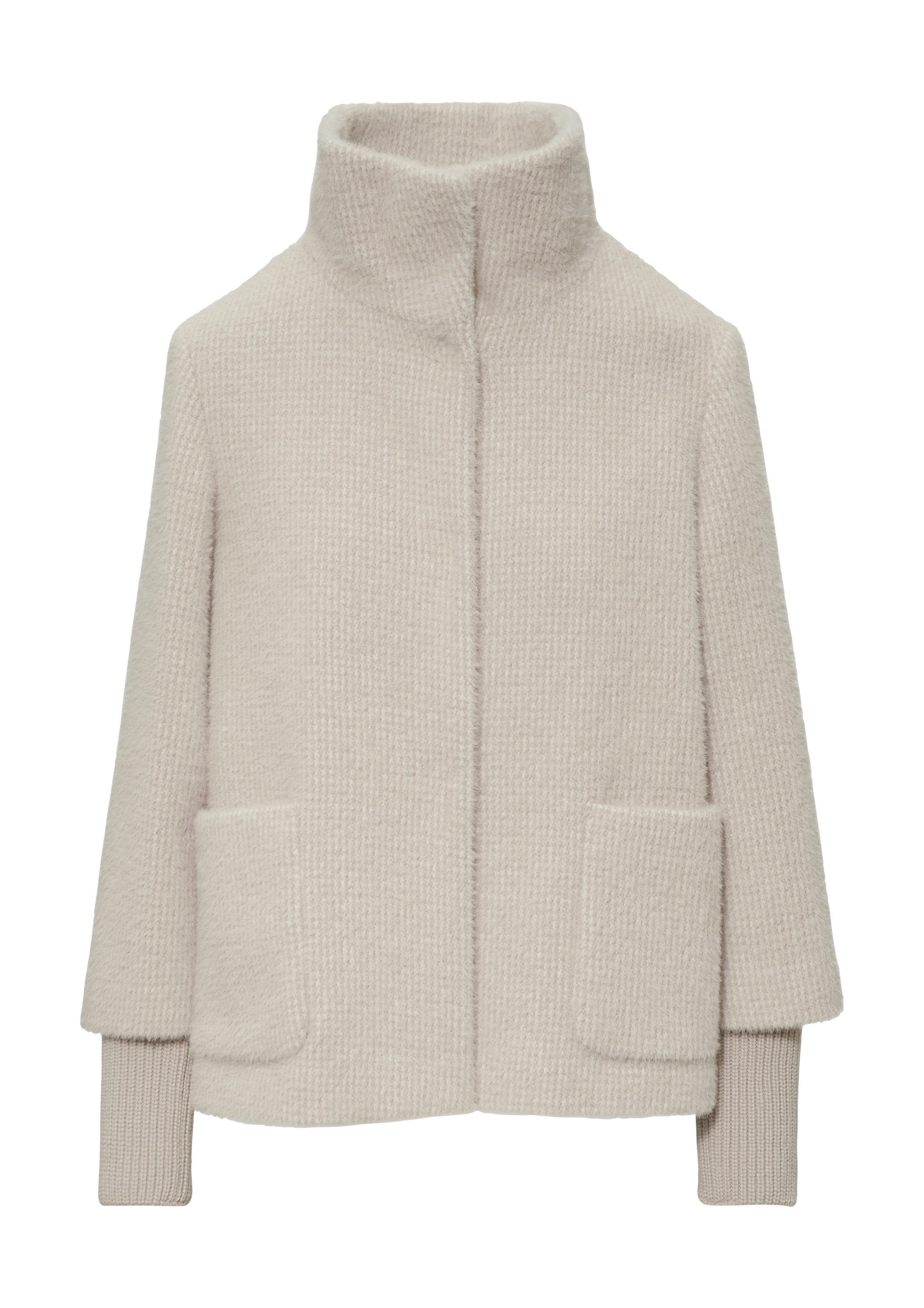 s.Oliver Winterjacke Outdoor-Jacke Flauschige Jacke mit Strickbündchen am Ärmel
