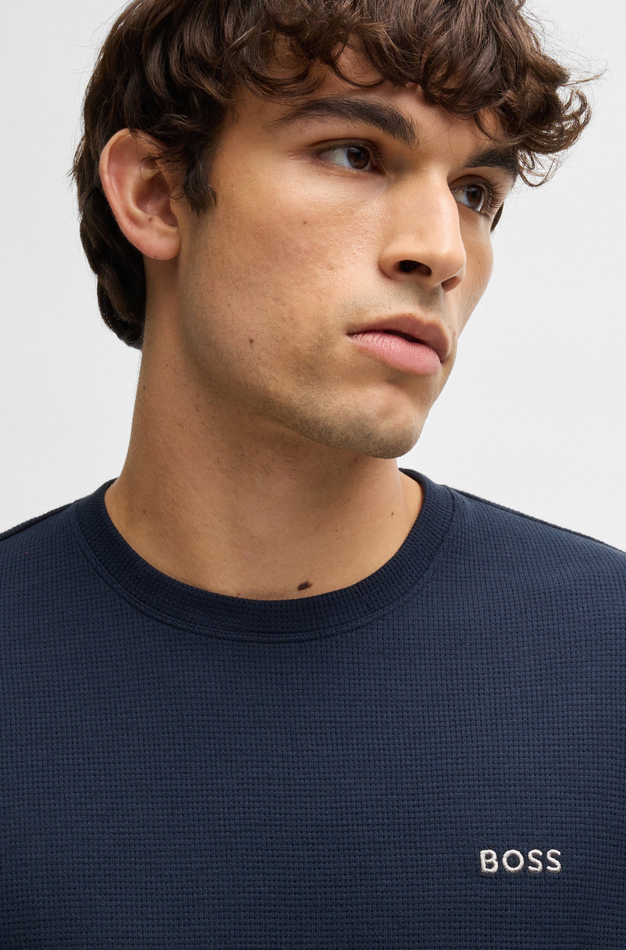 BOSS Pyjamaoberteil Waffle LS-Shirt