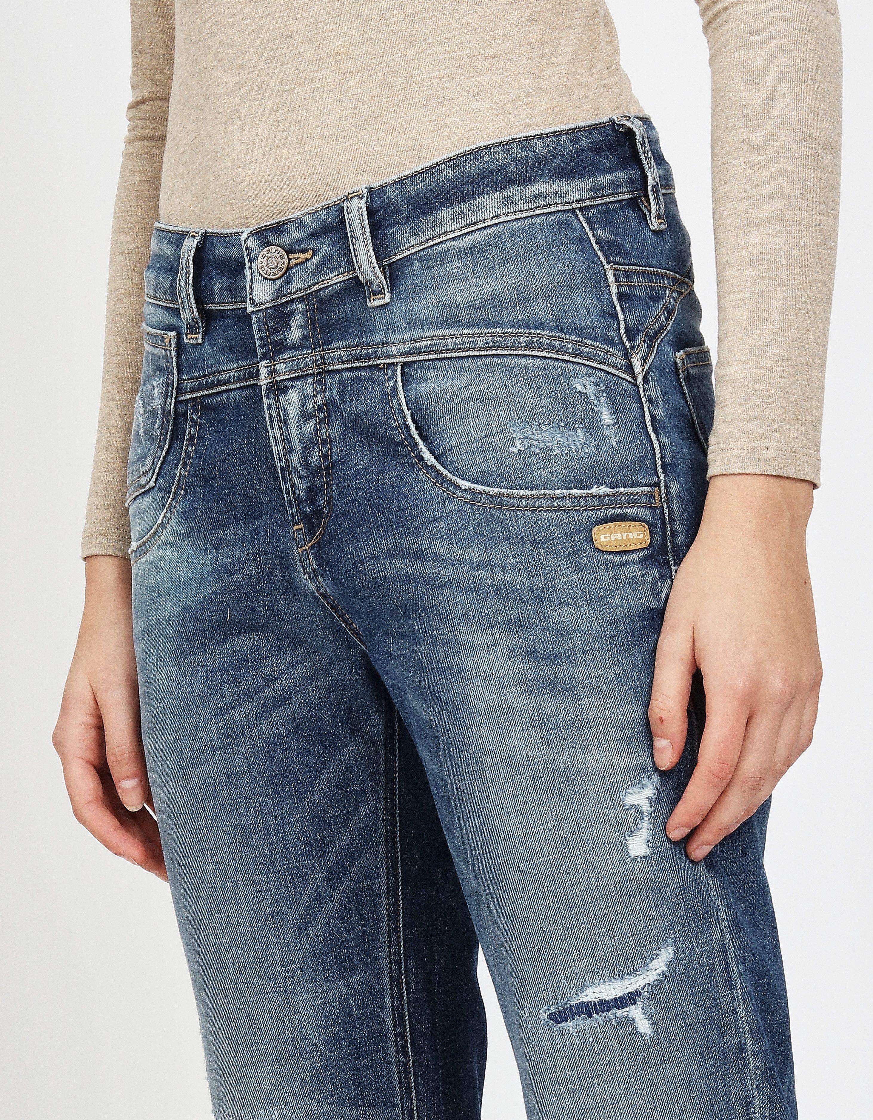 GANG Loose-fit-Jeans 94BO CROPPED mit Rundpasse