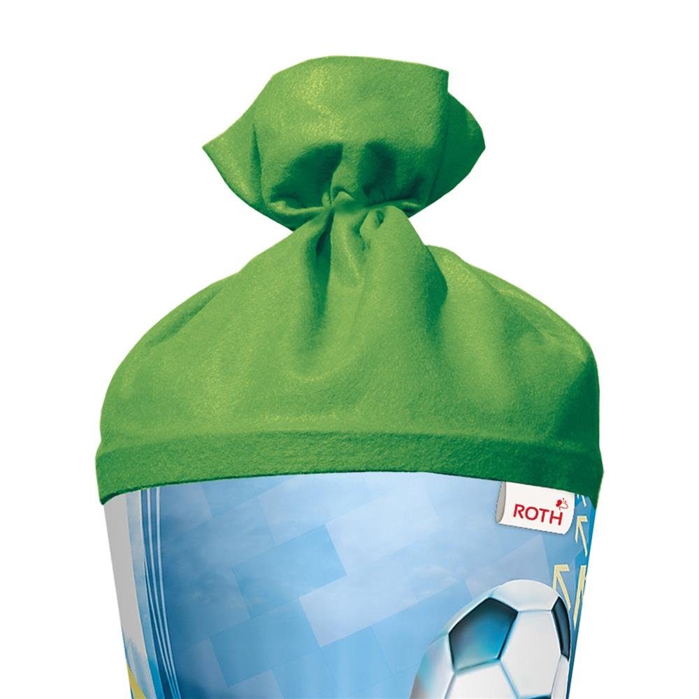 Fußball, mit Roth rund, Zuckertüte Filzverschluss, 70 cm, Schultüte Schulanfang für grünem
