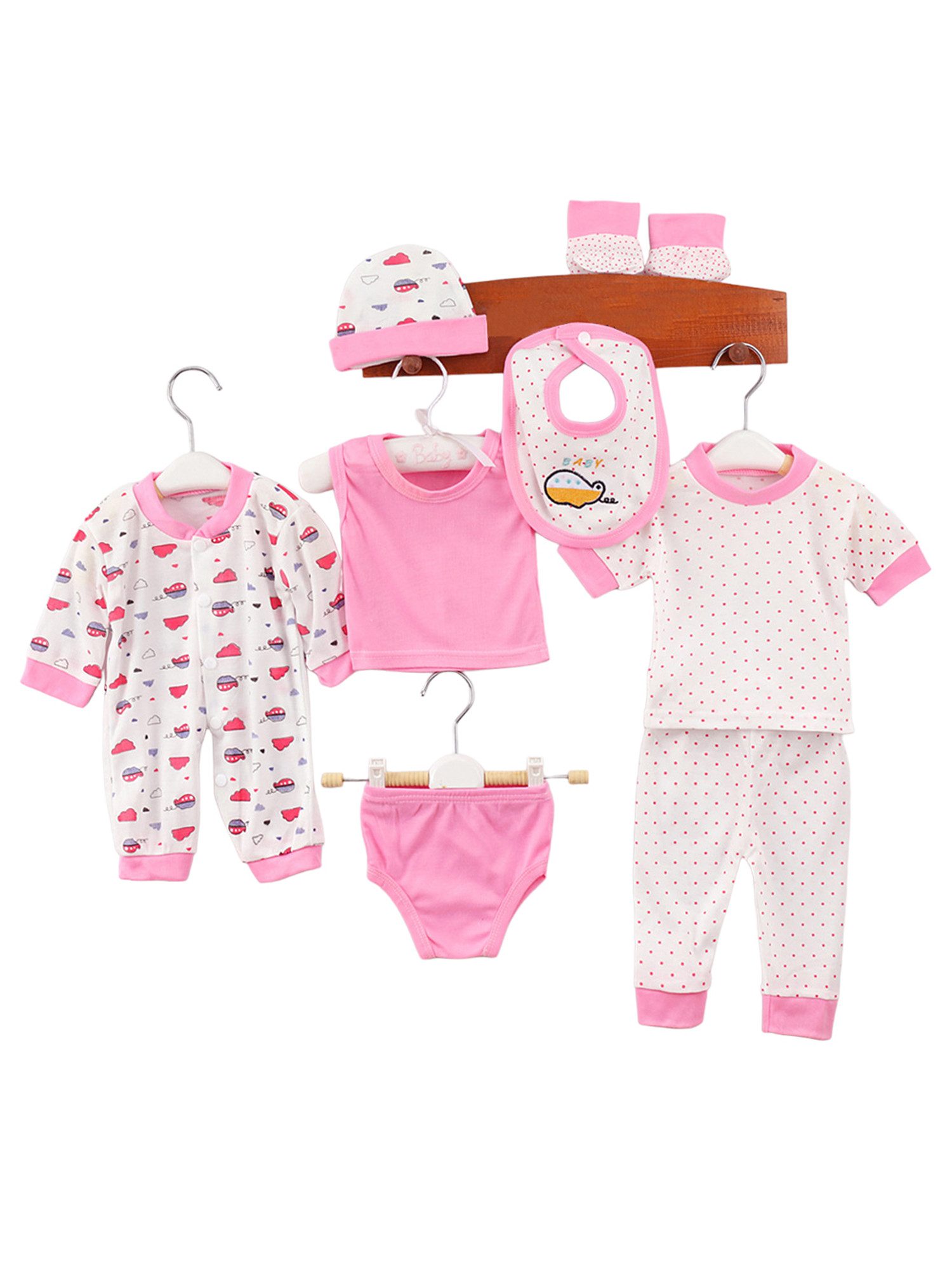 Neugeborenen-Geschenkset 0–3 Monate Unisex Baby Neugeborenen Casual Basics-Set, 8-tlg Outfit
