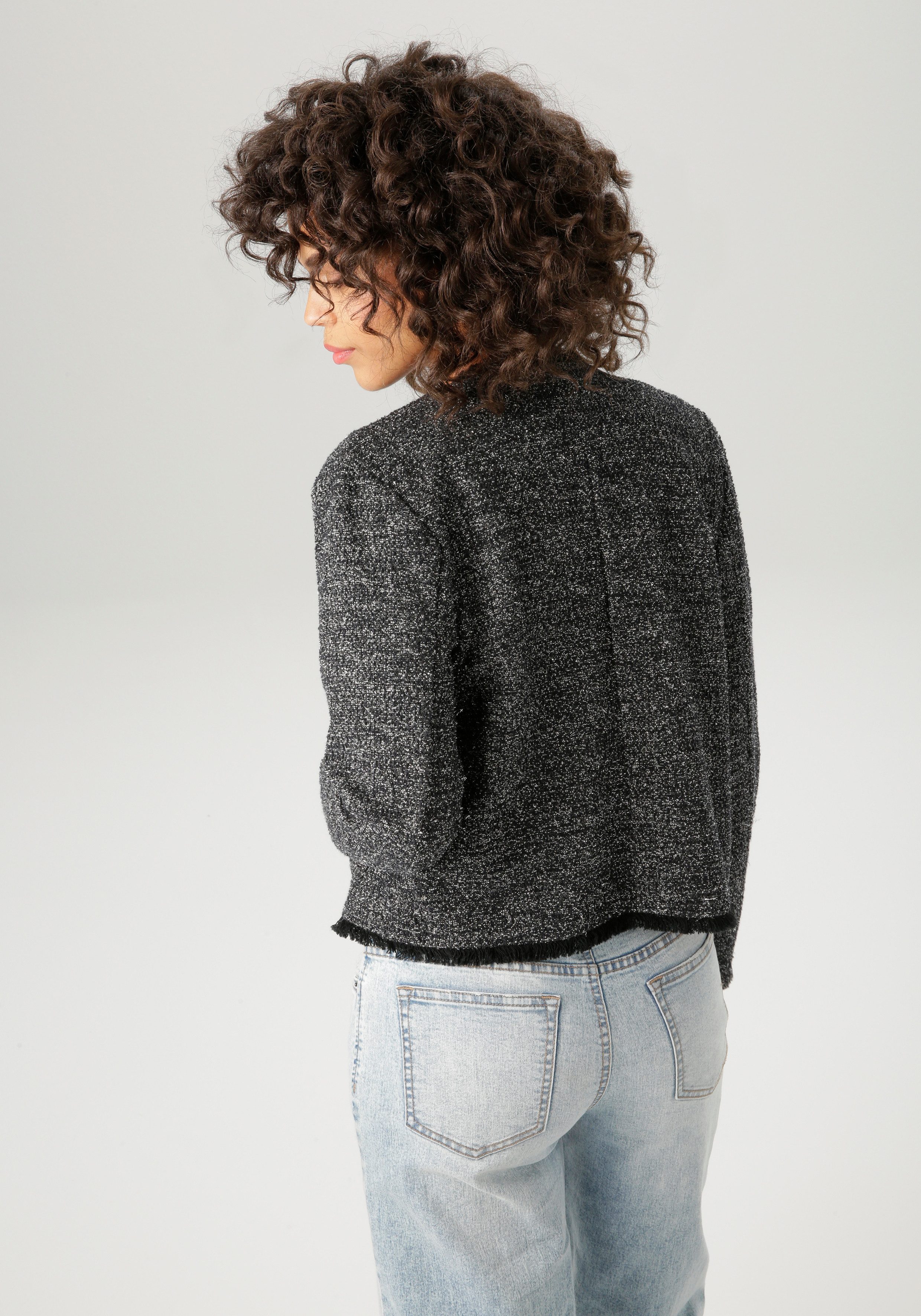 Aniston CASUAL Kurzblazer aus meliertem Bouclé-Jacquard mit Glanzfäden günstig online kaufen