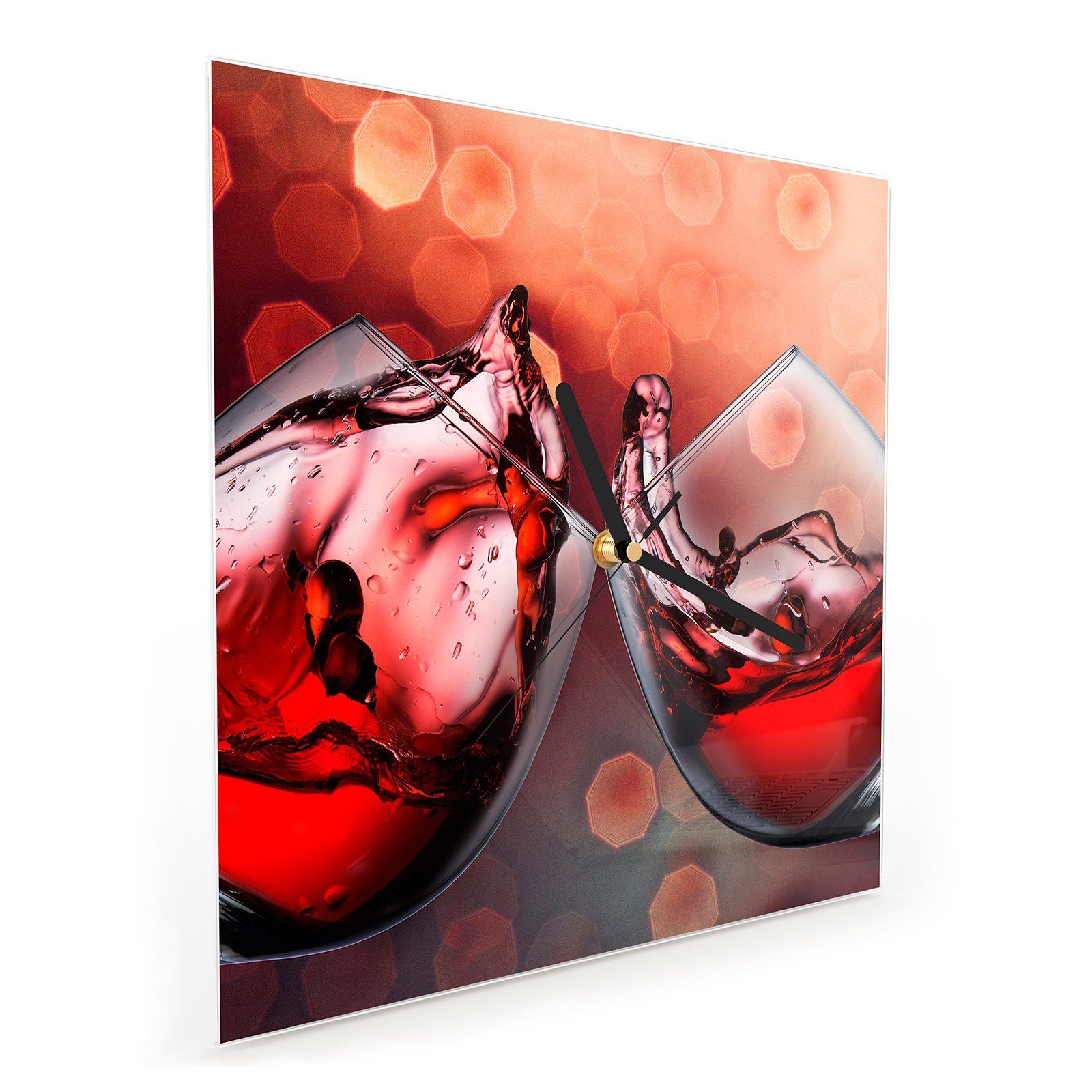 Wanduhr 30 x Wanduhr Glasuhr mit Größe Rotwein Motiv 30 Jubel cm mit Wandkunst Primedeco