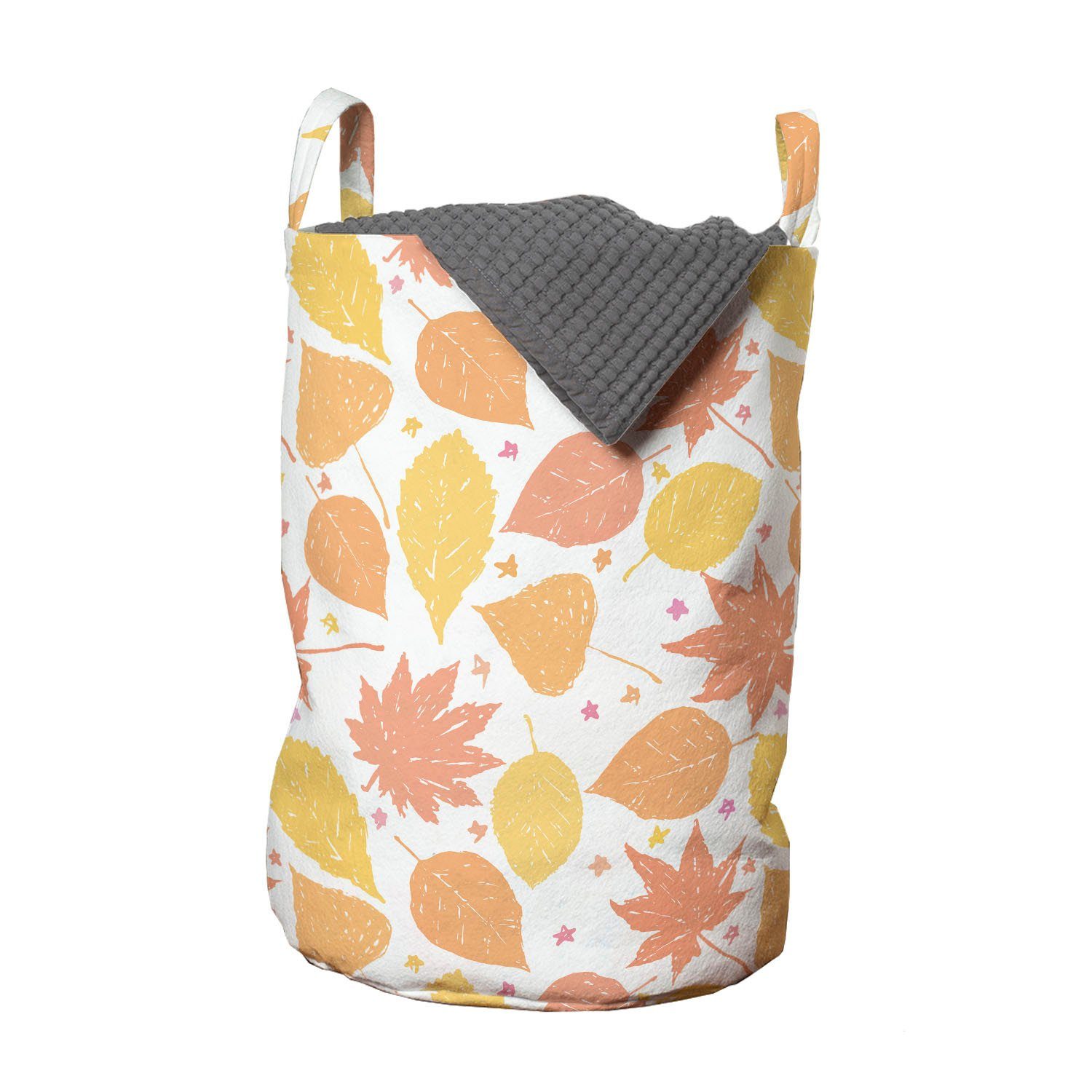 Abakuhaus Wäschesäckchen Wäschekorb mit Griffen Kordelzugverschluss für Waschsalons, Orange und Gelb Weiche Fall-Blätter