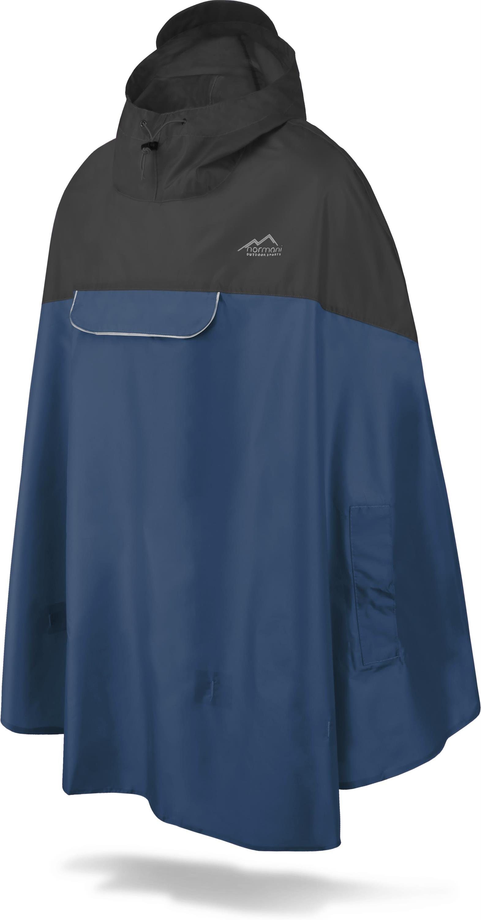 normani Regenponcho Unisex Regenponcho wasserdicht Cherrapunji mit Kapuze - 12000 mm Wassersäule - 3M™-Reflektor