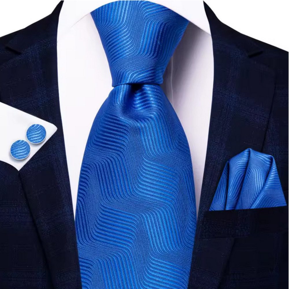 Ware aus aller Welt Krawatte Einstecktuch Manschettenknöpfe Seide Seidenkrawatte Schlips Binder