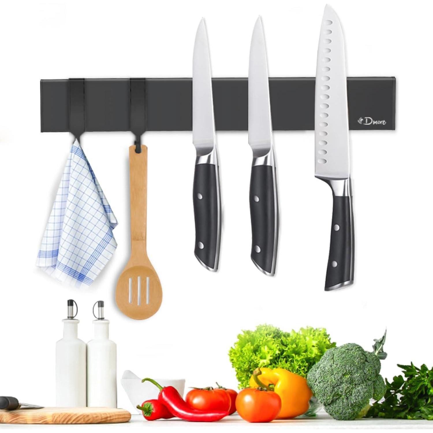 LuxusKollektion Wand-Magnet Messer-Leiste Magnetleiste Messer 25 cm mit 2 Haken inkl. Montage für Küche