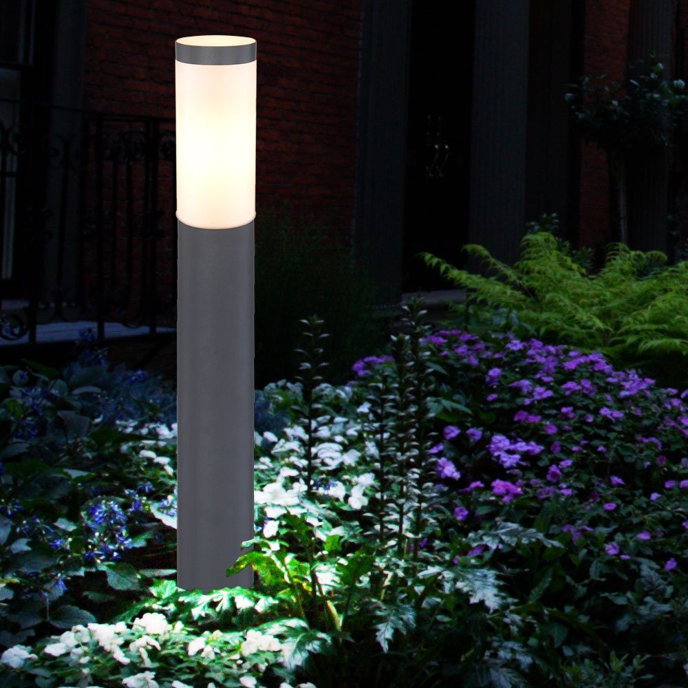 Leuchtmittel Leuchte Edelstahl Garten Außen-Stehlampe, Lampe Set LED Steh Außen FERNBEDIENUNG Globo DIMMBAR inklusive, im Farbwechsel, Warmweiß,