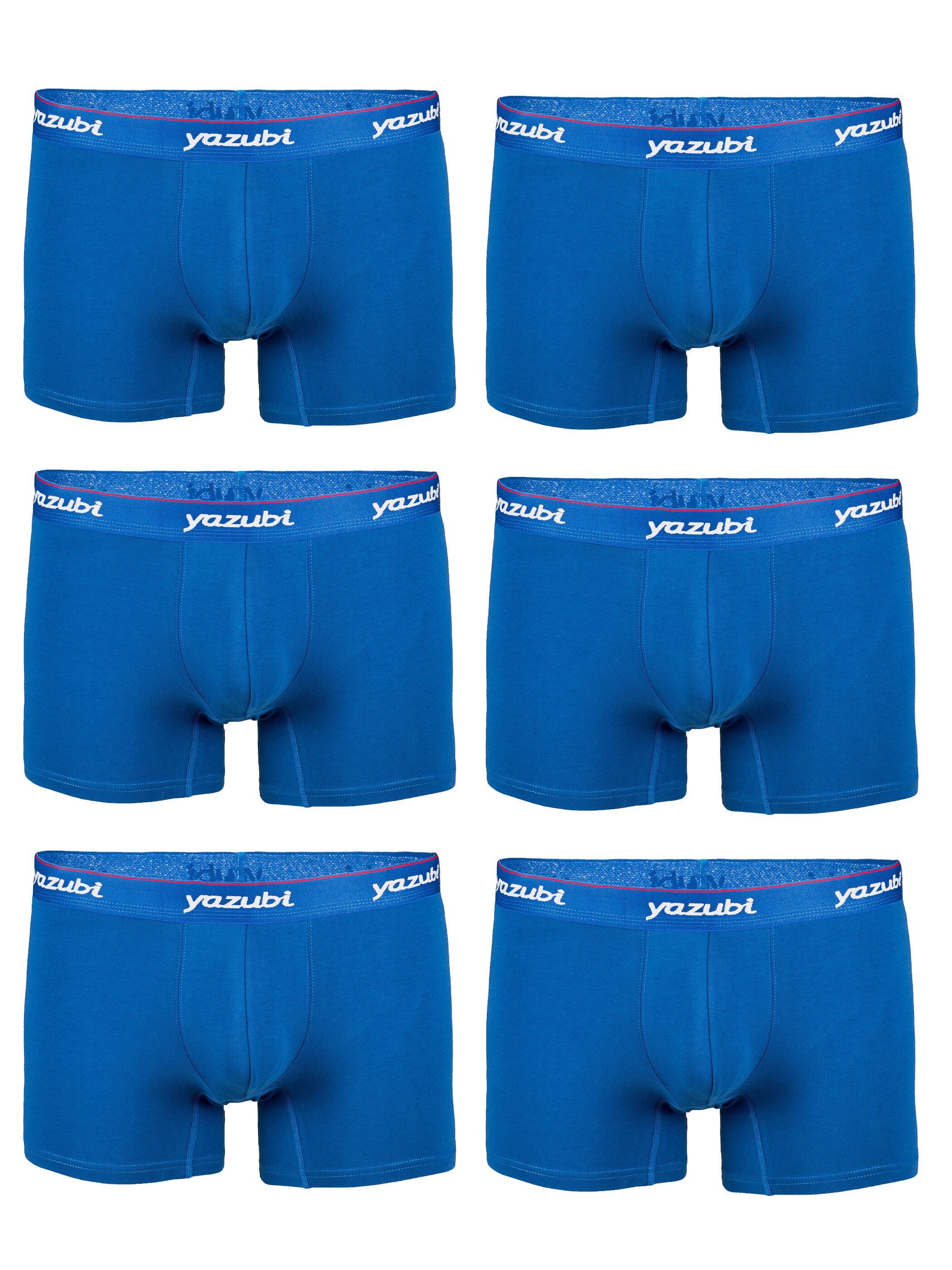 Yazubi Boxershorts im (true blue 6-pack Basic Baumwoll Unterhosen Yazubi (194057)) - (Spar-Packung, 6er-Pack) 6-St., long Blau bequeme Trunks