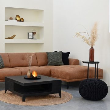 RINGO-Living Beistelltisch Beistelltisch Leilai in Schwarz aus Mangoholz 620x400x400mm, Möbel