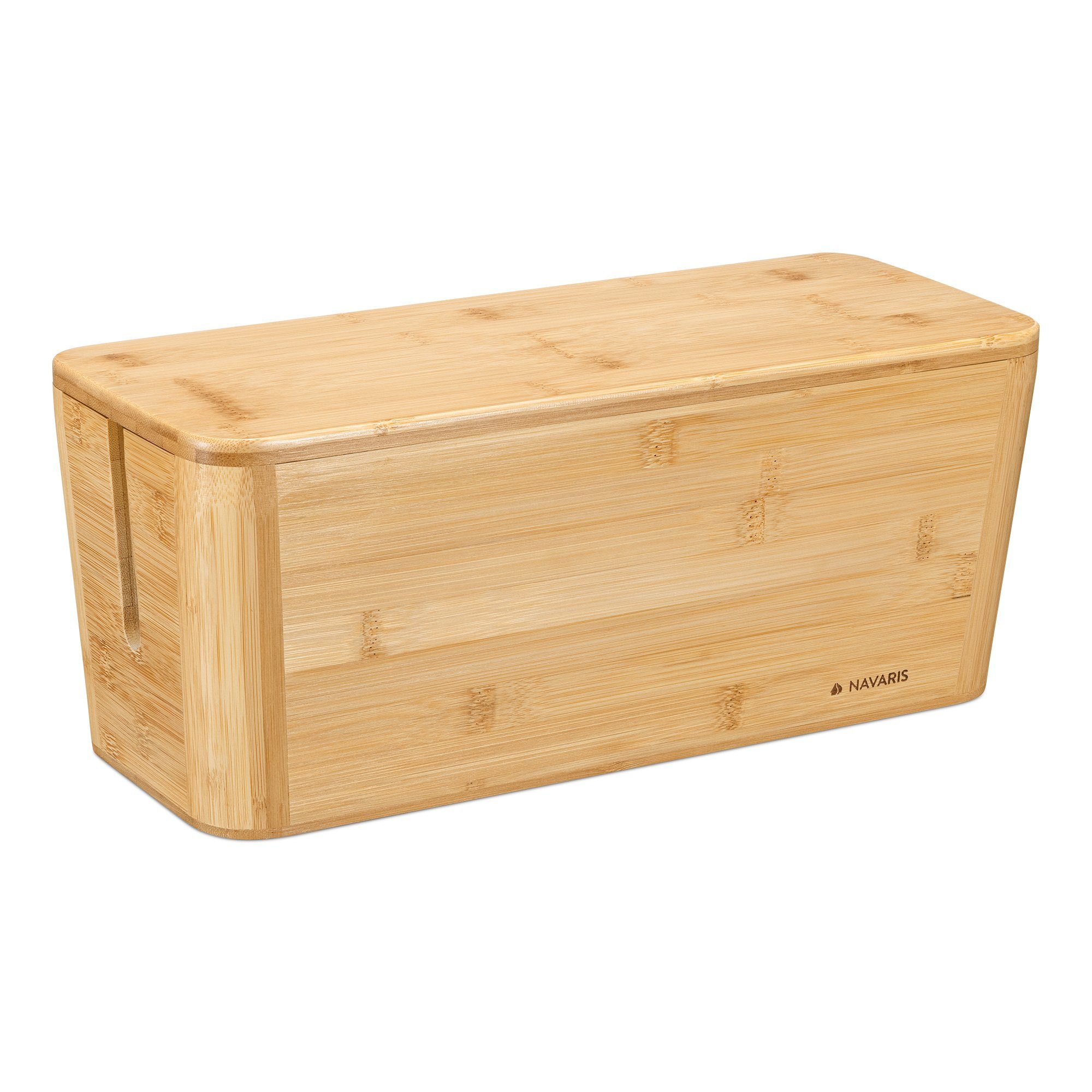Navaris Aufbewahrungsbox Bambus Kabelbox mit Deckel - Organizer - Kabelaufb günstig online kaufen