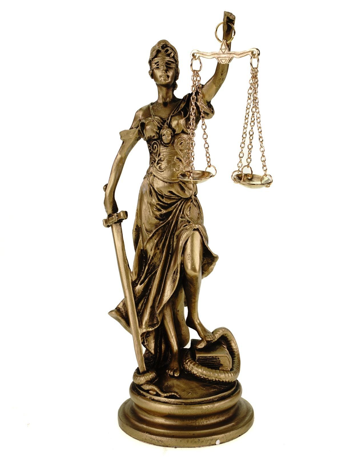 Kremers Schatzkiste Dekofigur Alabaster Justitia Göttin Figur 17 cm Skulptur Themis BGB Recht Gerechtigkeit gold