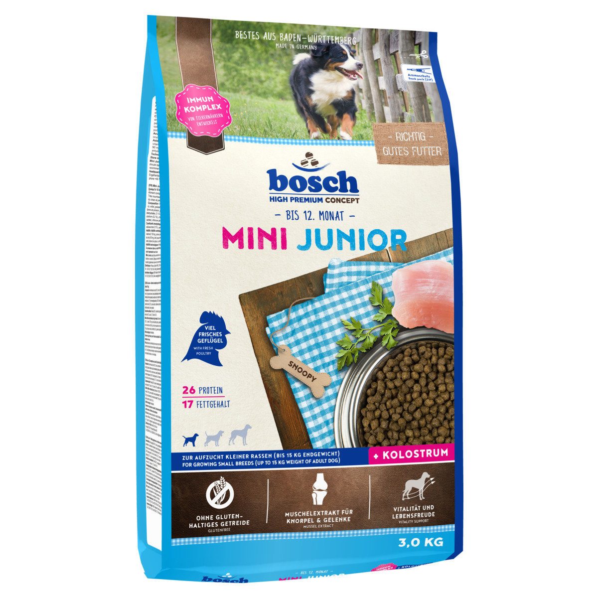 Bosch Petfood Mini Junior 3 kg, Trockenfutter für: Hund