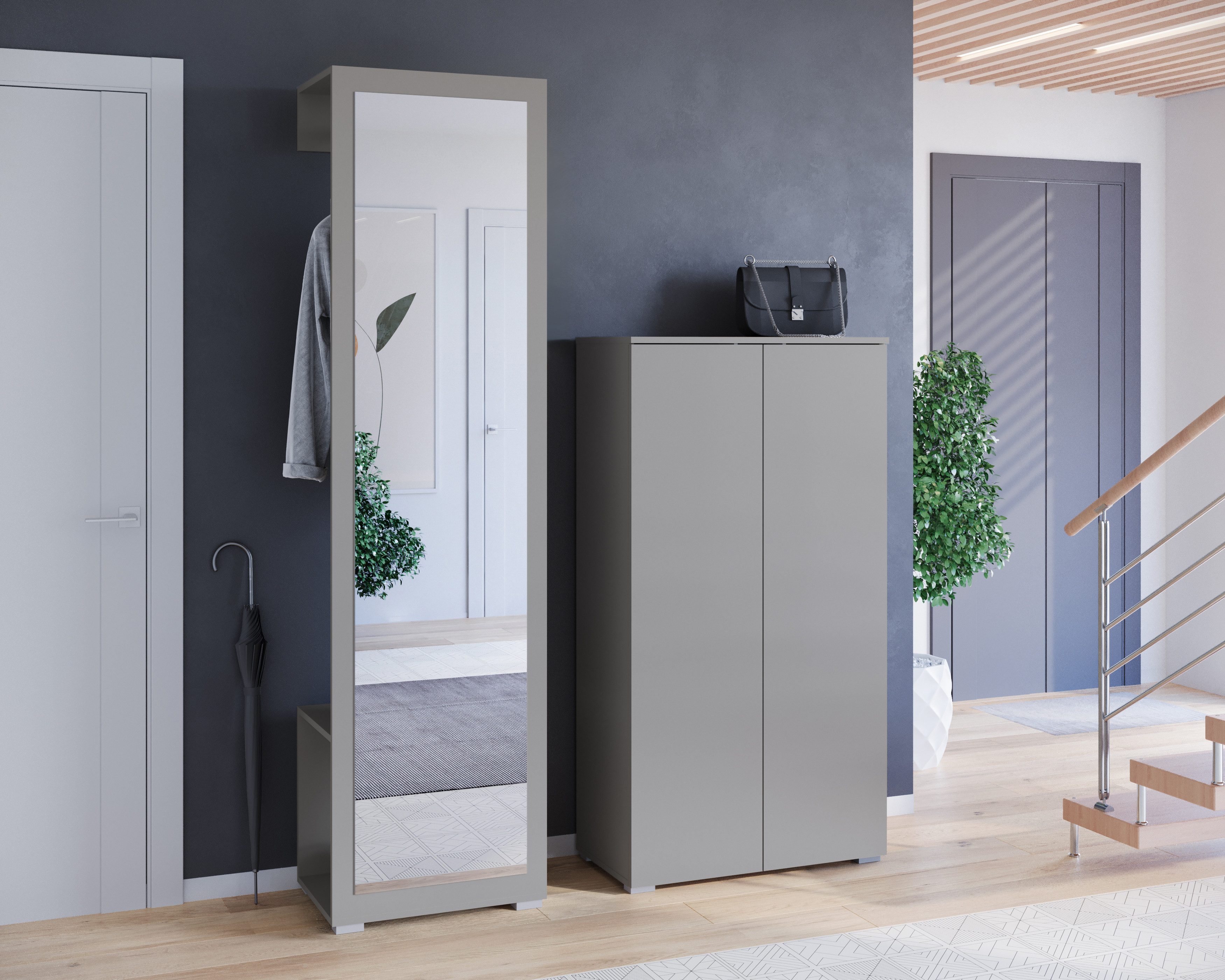 OTTO home Garderoben-Set PARIS/ TOKYO, (Komplett-Set, 2-St), Garderoben-Set Breite 130cm, moderne grifflose Flurmöbel Kleiderstange