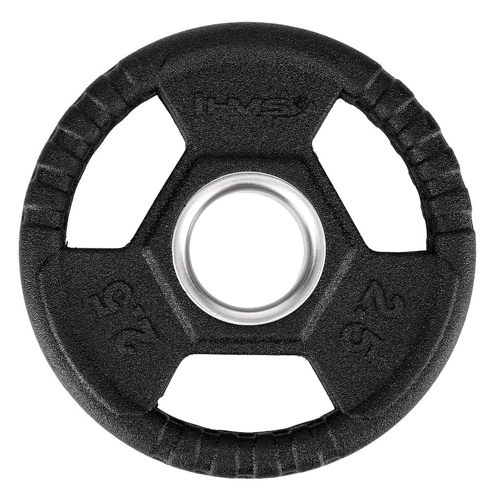 HMS Hantelscheibe Gewichtsscheibe Olympiascheibe Krafttraining, 3.0 kg, (Spar-Set, 1-tlg., 20 cm gummiert), gummiert, Griffaussparungen, olympisch 51 mm
