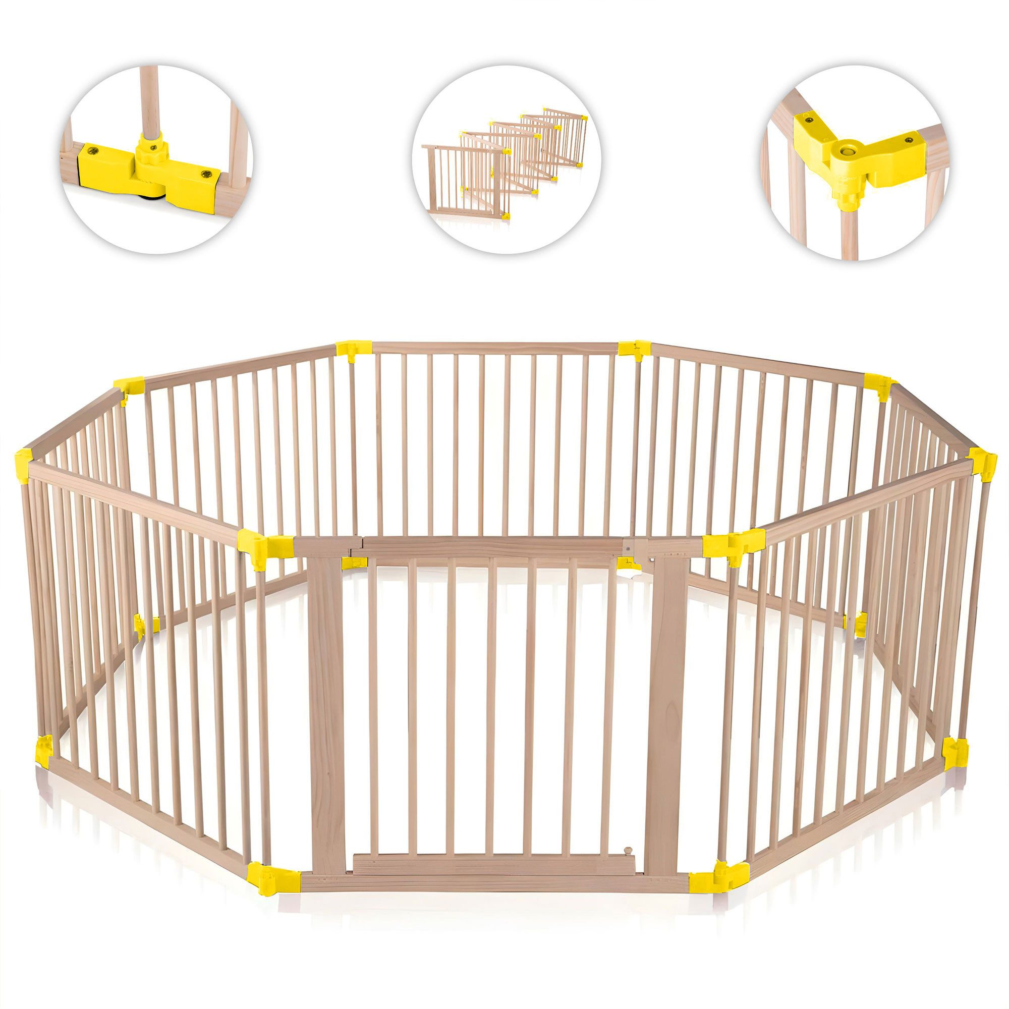 Baby Vivo Детские манежи aus Holz individuell verstellbar - PREMIUM in Gelb